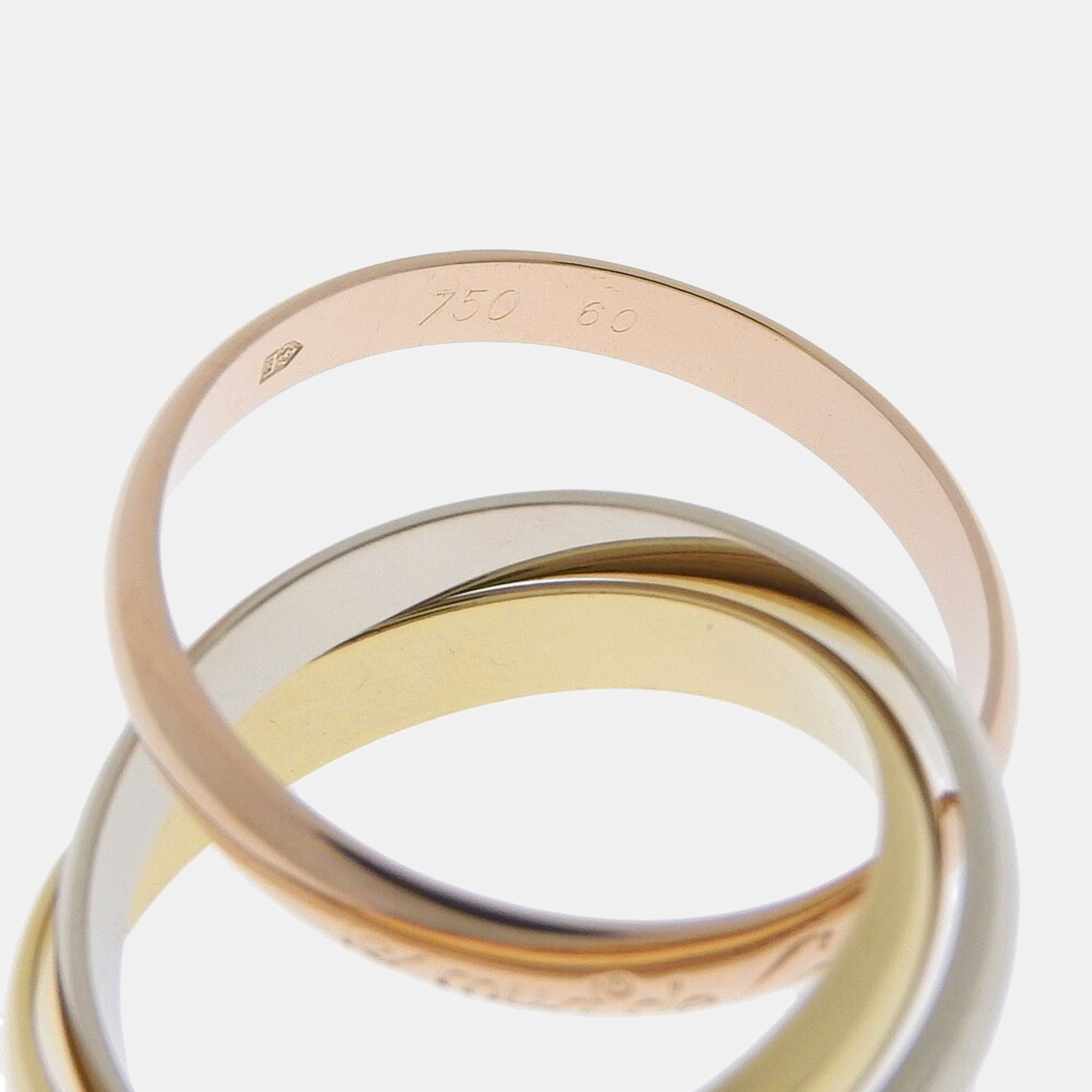 Cartier 18K Yellow Gold, Rose Gold And White Gold Trinity Ring 60