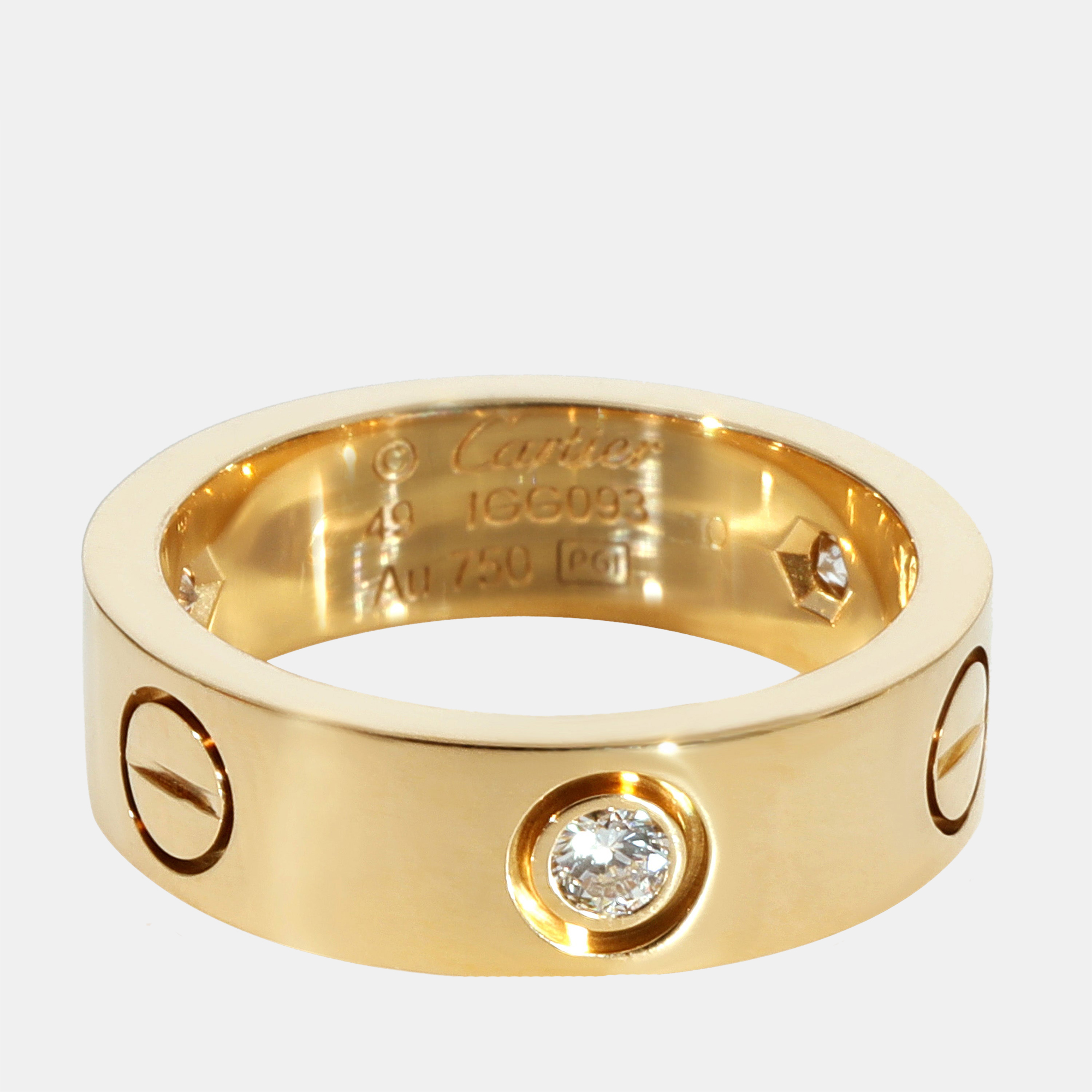

Cartier Love Diamond Ring in 18k Yellow Gold 0.22 CTW ring Size EU 49