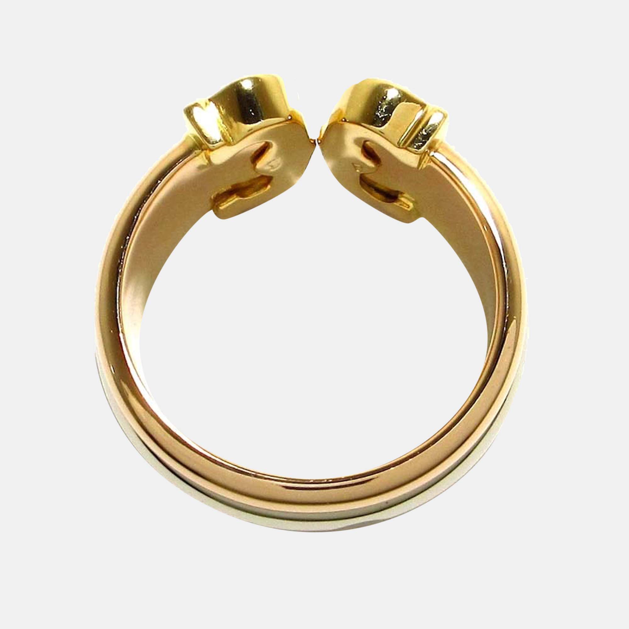 Cartier Vintage Double C 18K Yellow Rose White Gold and Diamond Ring EU 54
Cartier Vintage Double C 18K Yellow Rose White Gold and Diamond Ring EU 54