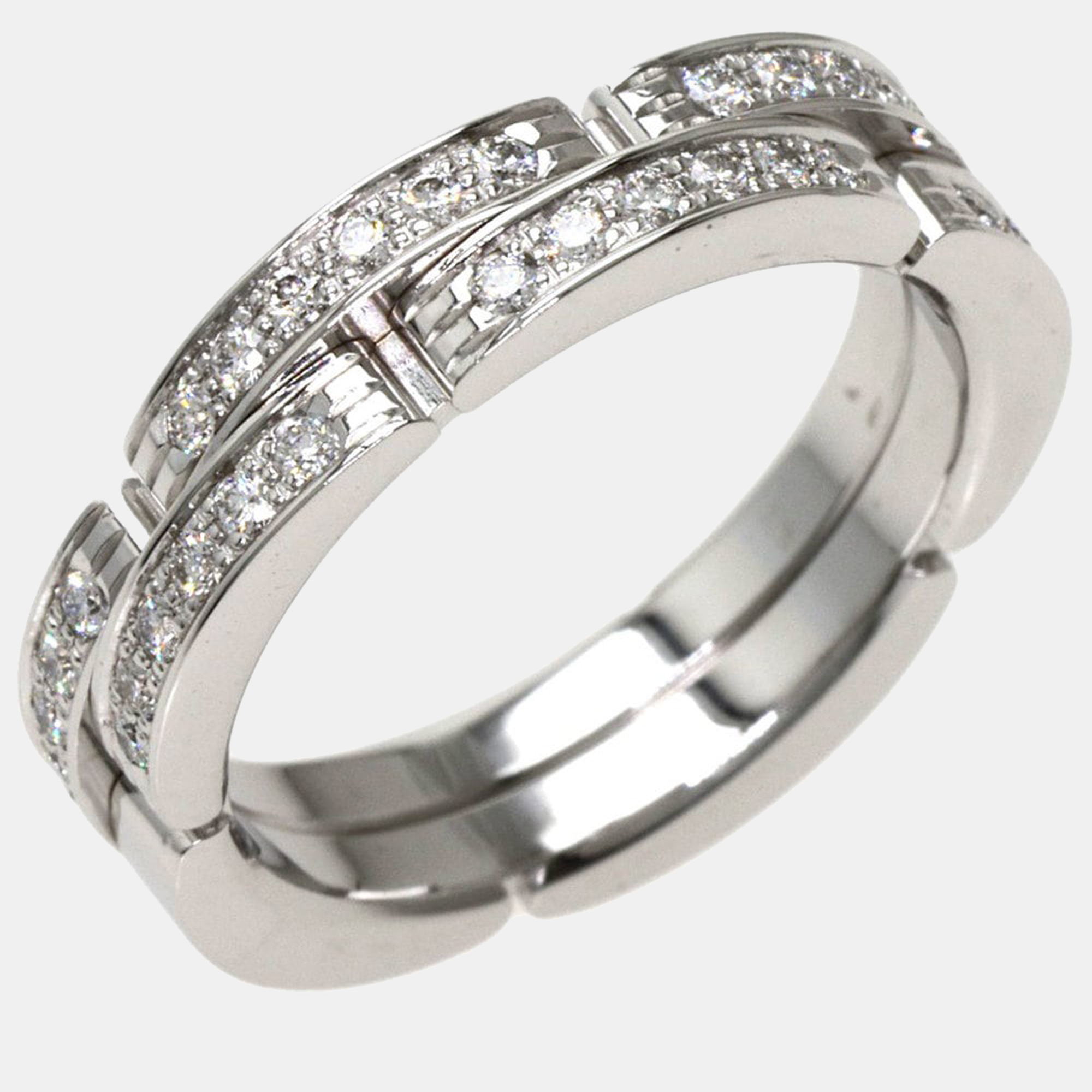 Cartier maillon panthere 18k white gold diamond ring eu 47