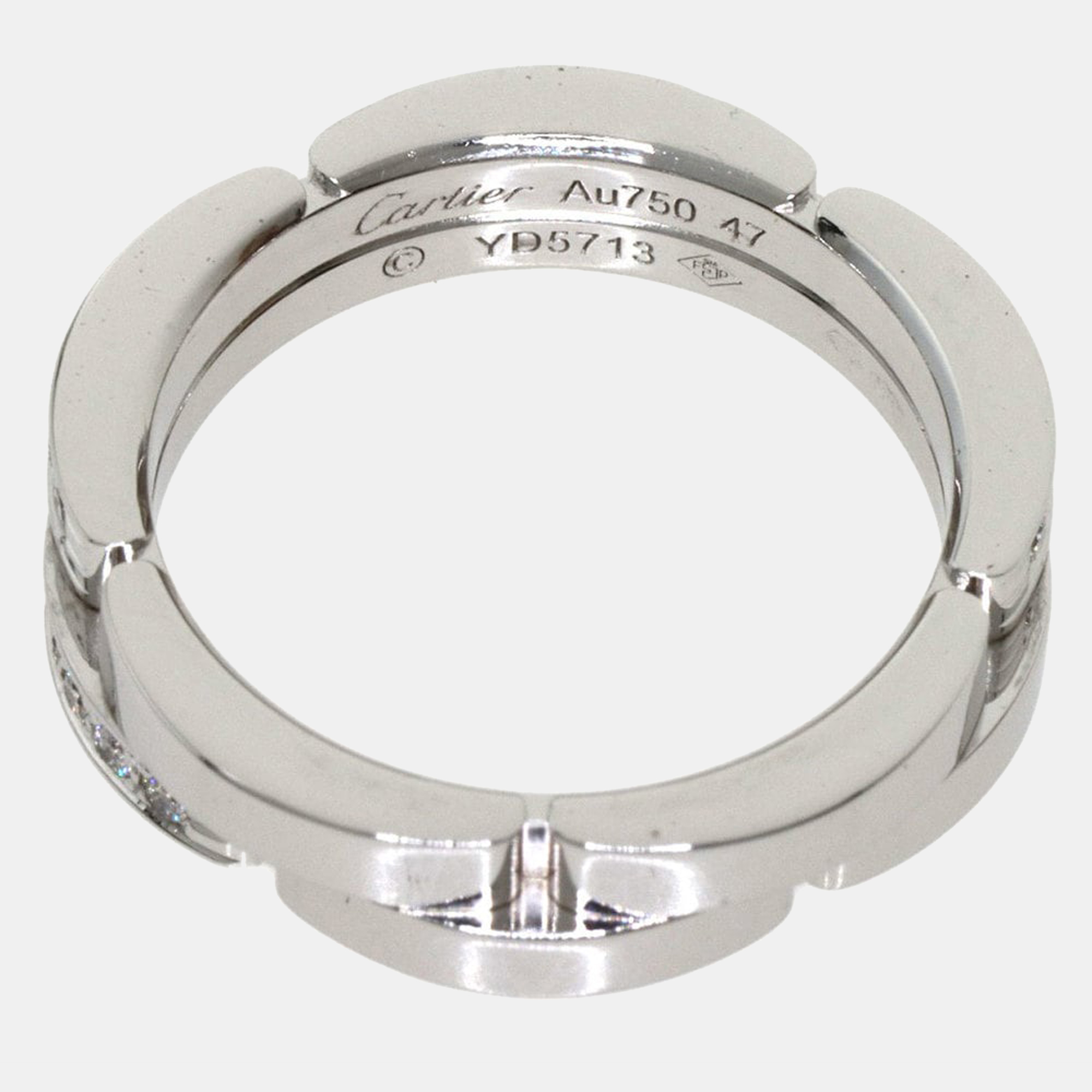 Cartier Maillon Panthere 18K White Gold Diamond Ring EU 47