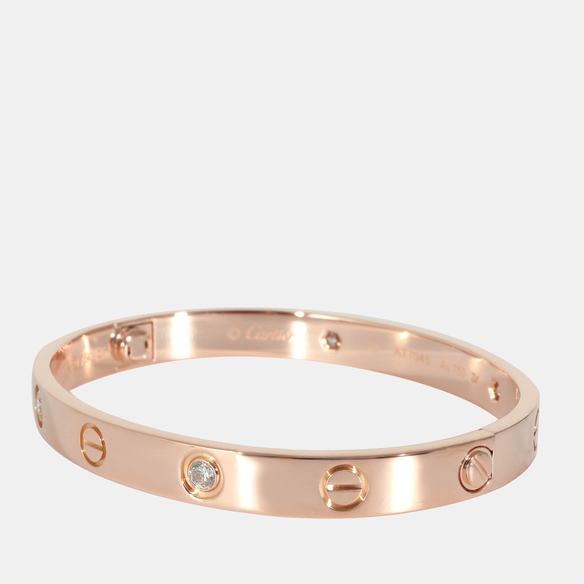 Cartier Love Diamond Bracelet In 18k Rose Gold 0.42 CTW