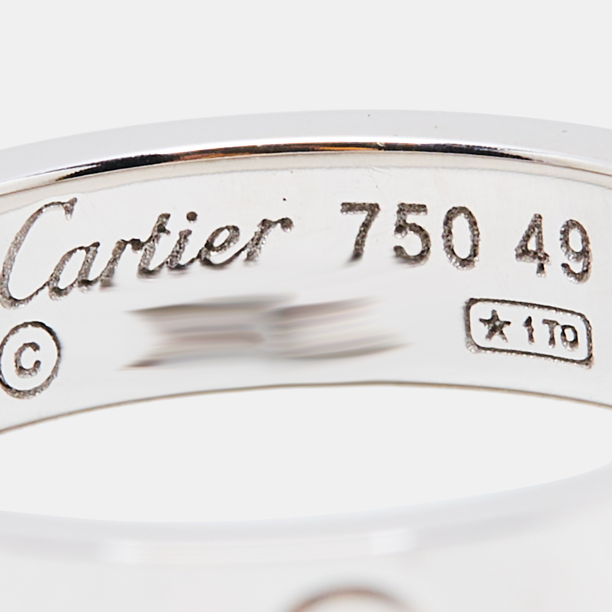 Cartier Love 1 Diamond 18K White Gold Narrow Wedding Band Ring Size 49