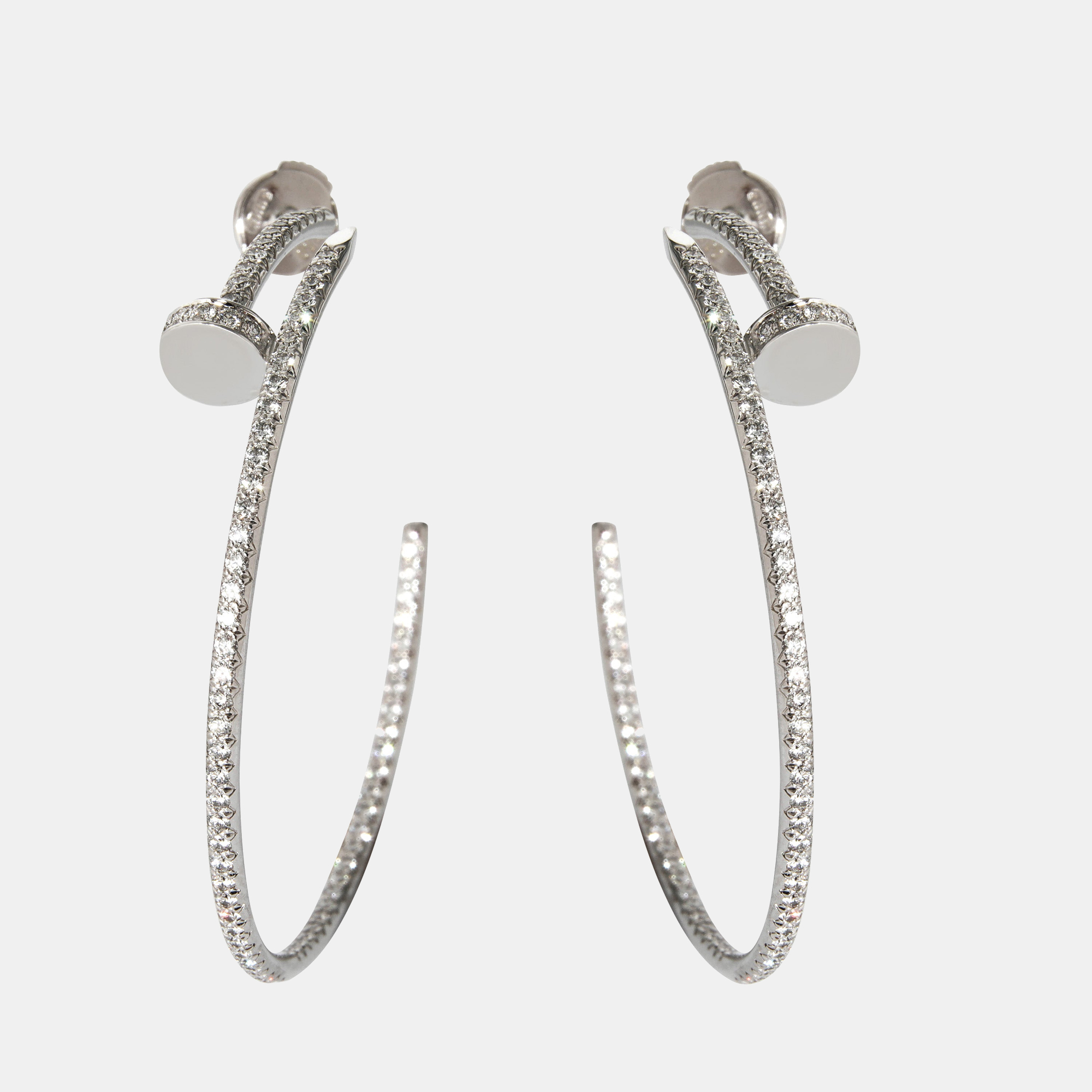 Cartier Juste Un Clou Diamond Hoop Earring In 18K White Gold 1.26 CTW
