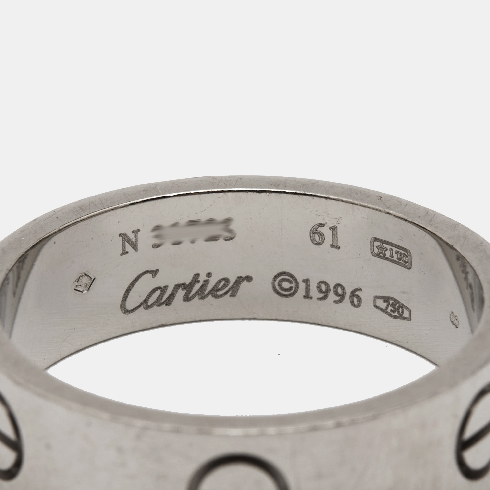 Cartier Love Vintage 18K White Gold Band Ring 61