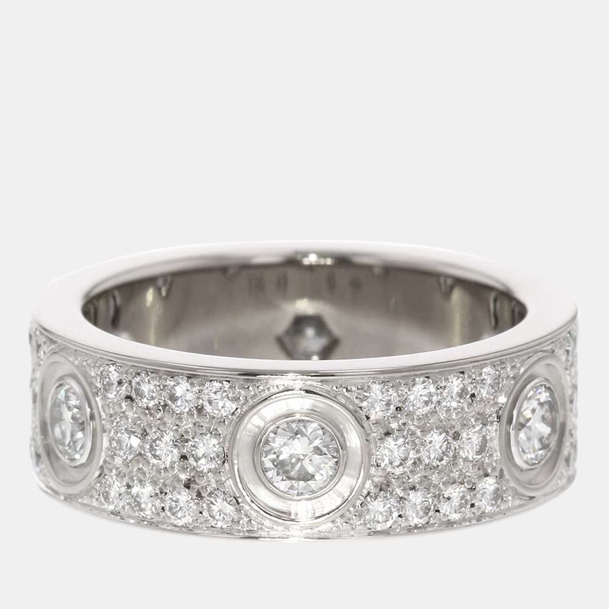 Cartier Love Pave 18K White Gold Diamond Ring EU 49