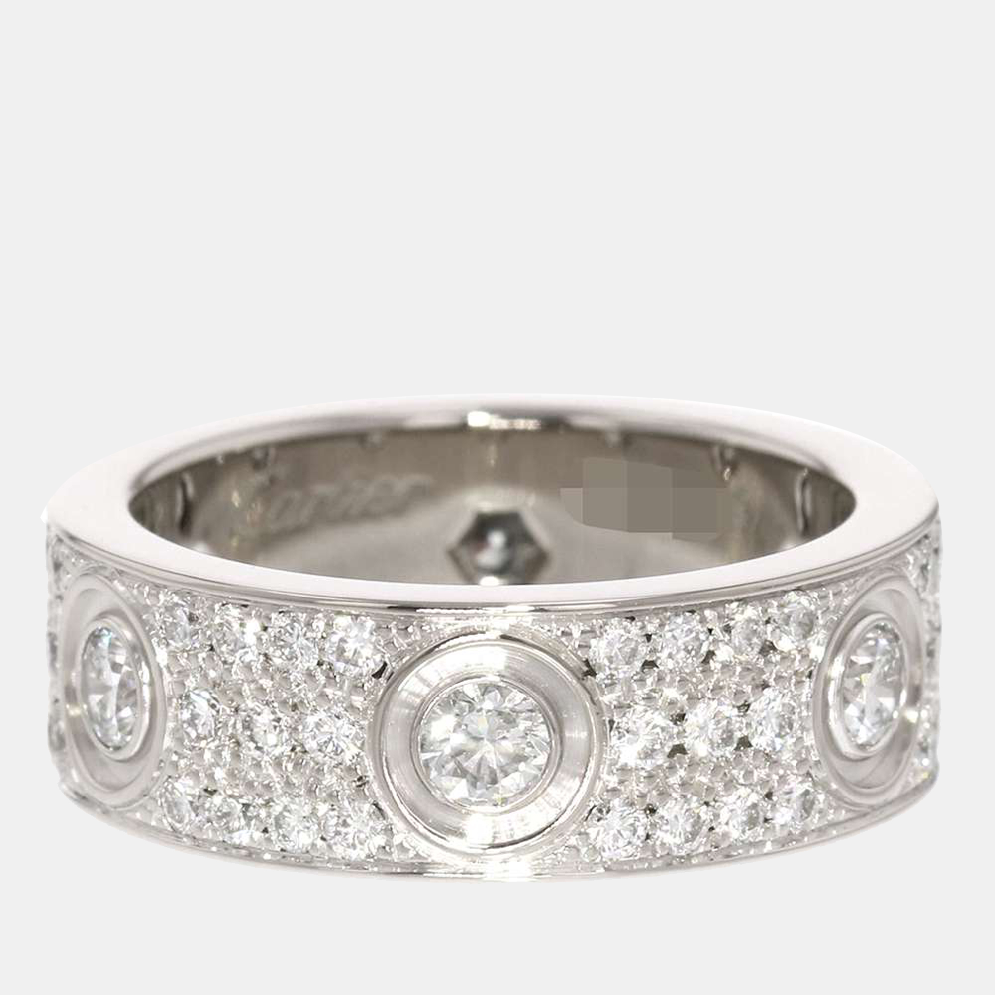 Cartier Love Pave 18K White Gold Diamond Ring EU 49