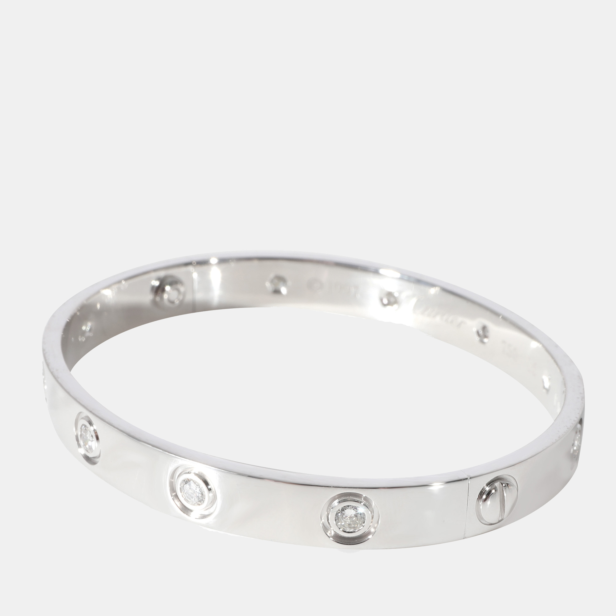 Cartier LOVE 10 Diamond Bracelet In 18k White Gold 0.96 CTW