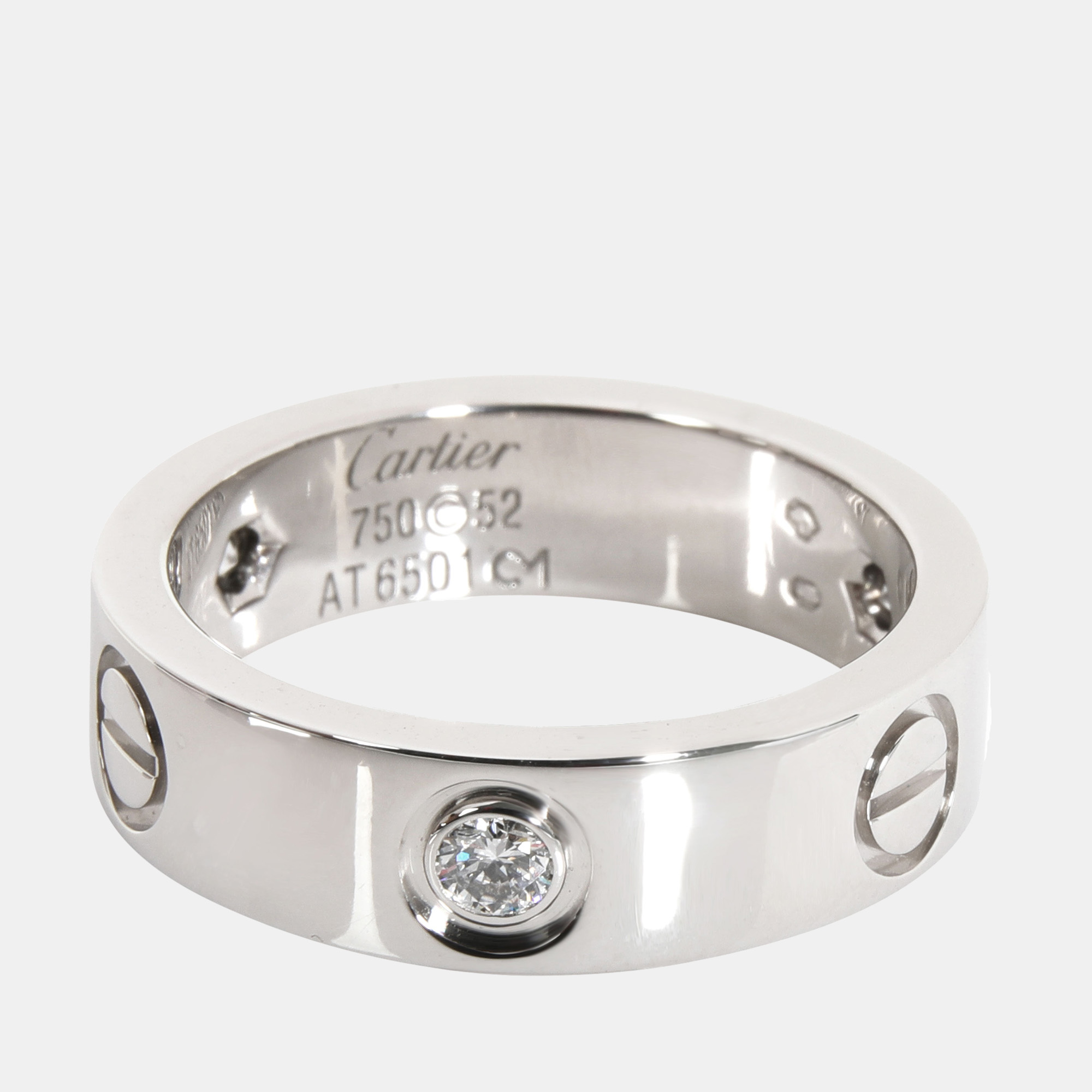 Cartier Love Diamond Ring In 18k White Gold 0.22 CTW Ring US 6