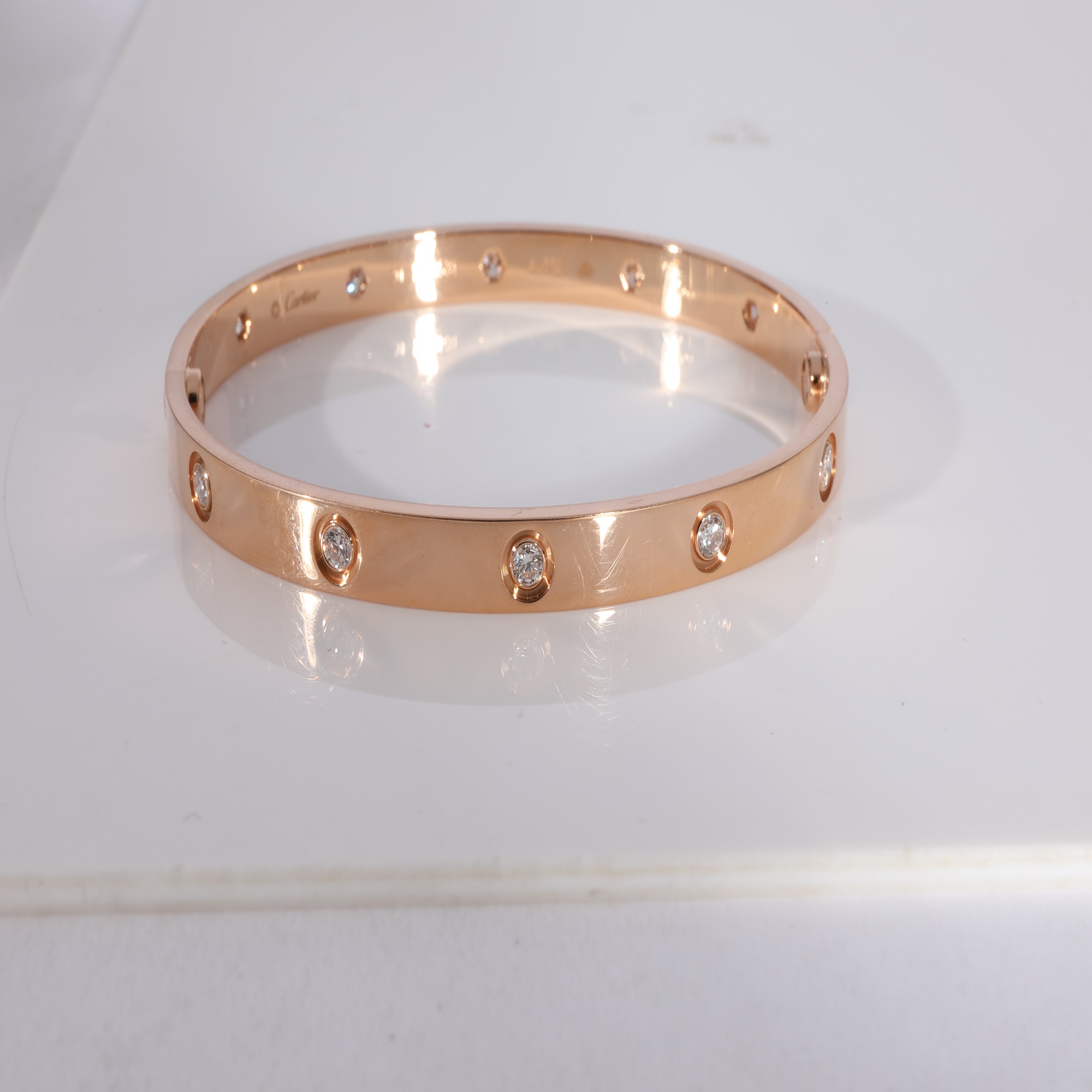 Cartier Love 10 Diamond Bracelet In 18k Rose Gold 0.96 CTW