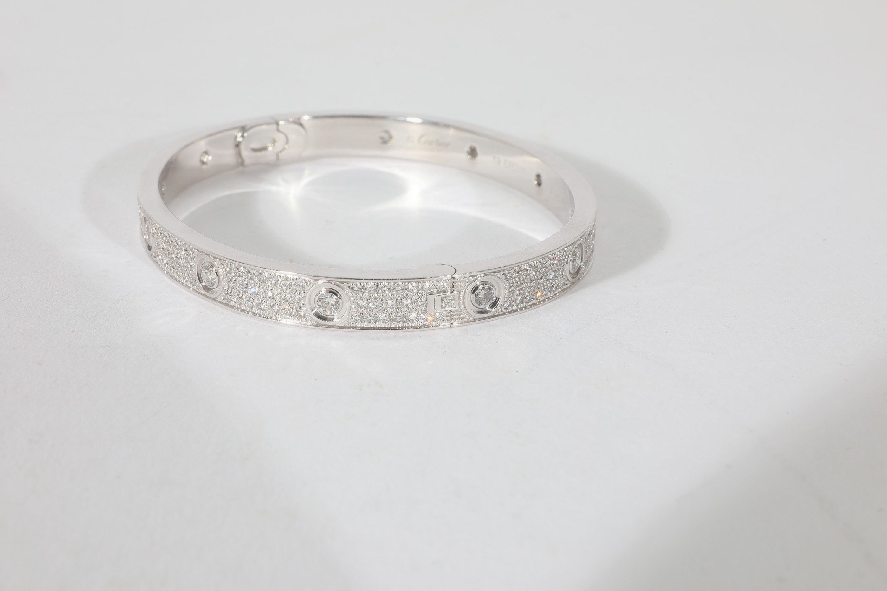 Cartier Love Diamond Bracelet In 18k White Gold 3.15 CTW