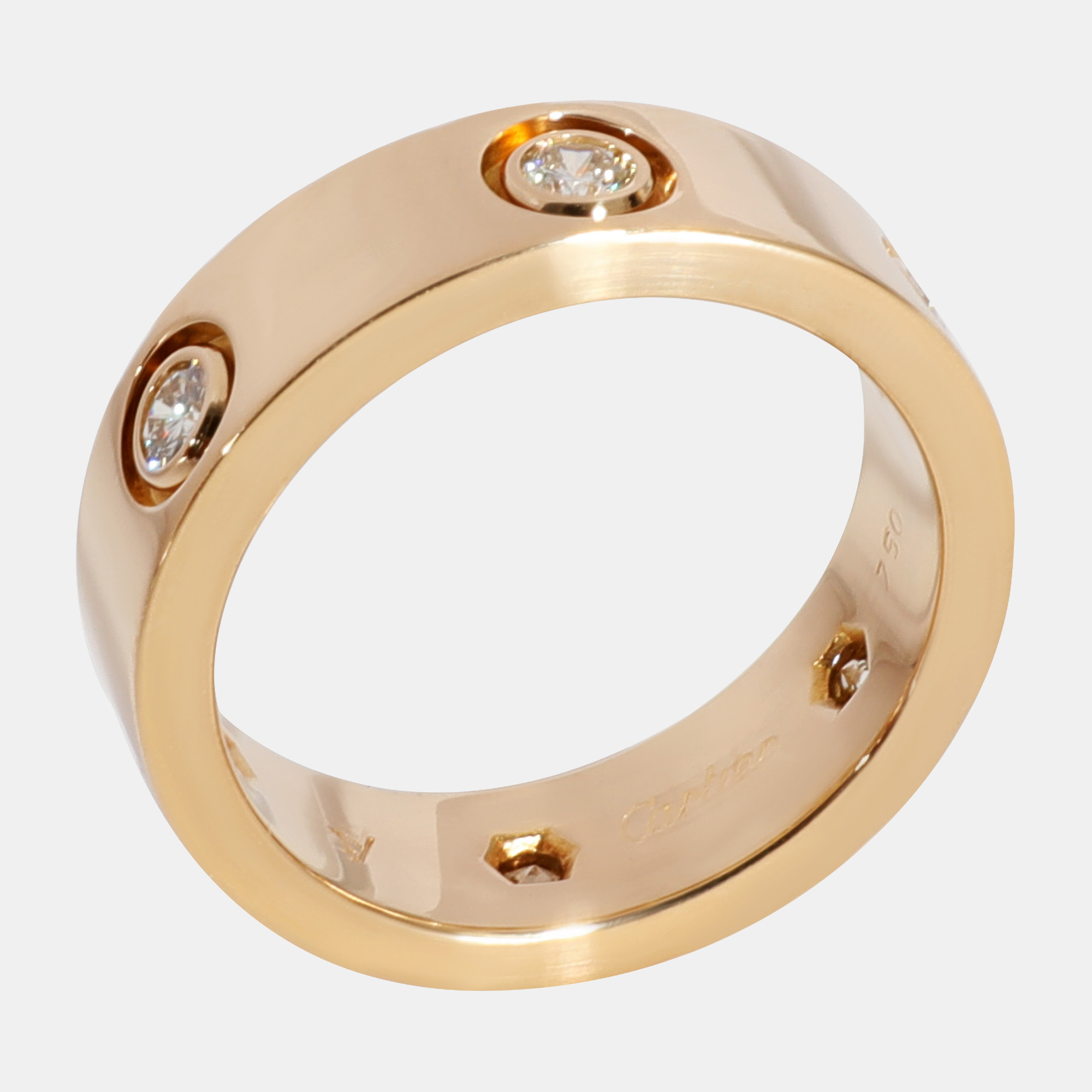 Cartier Love Diamond Ring In 18k Yellow Gold 0.46 CTW Ring EU 51