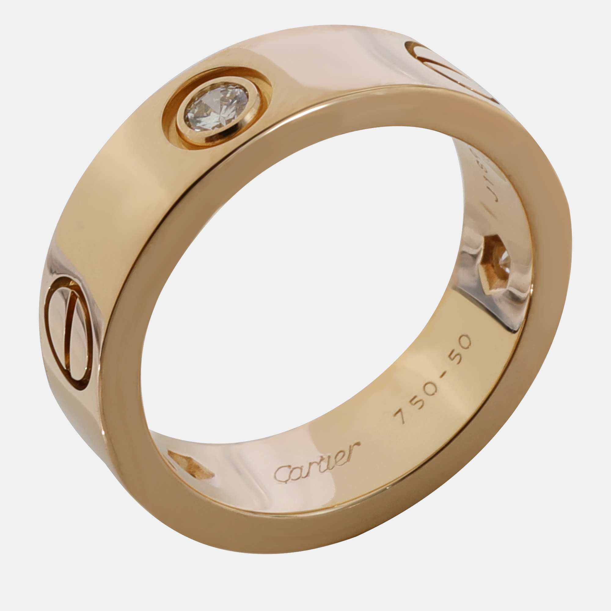 Cartier Love Diamond Ring In 18k Yellow Gold 0.22 CTW Ring EU 50