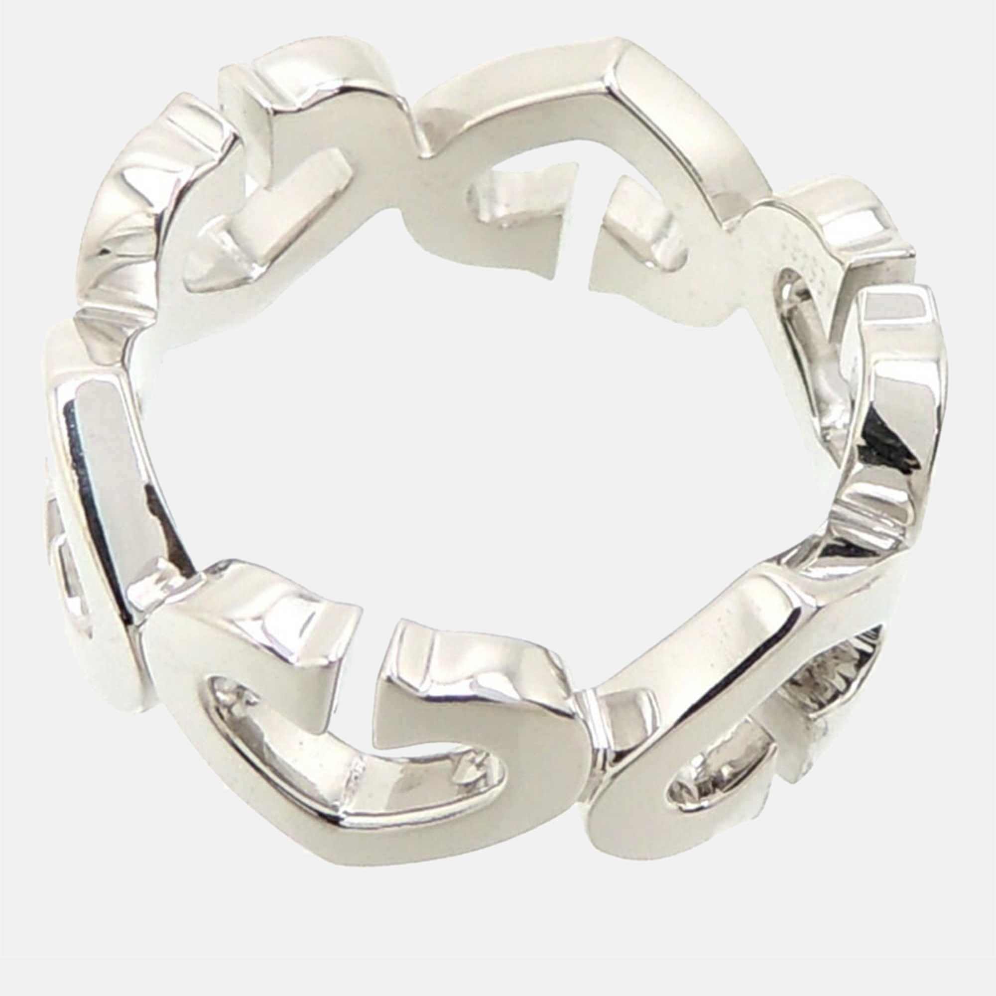 Cartier Heart C 18K White Gold Diamond Ring EU 49