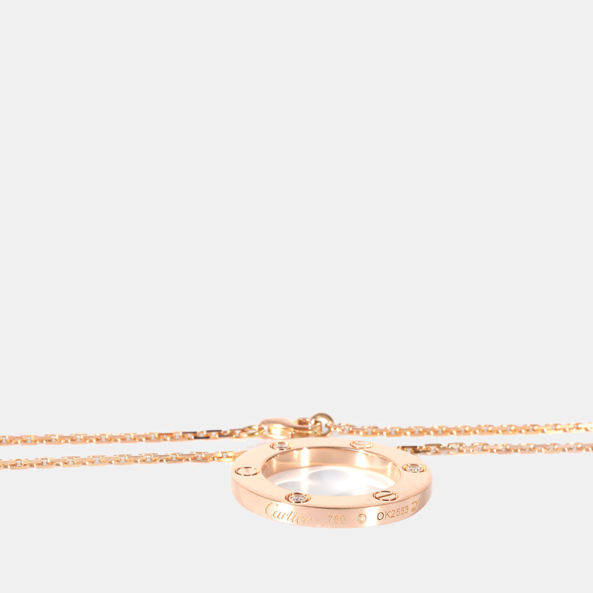 Cartier Love Diamond Necklace In 18k Rose Gold