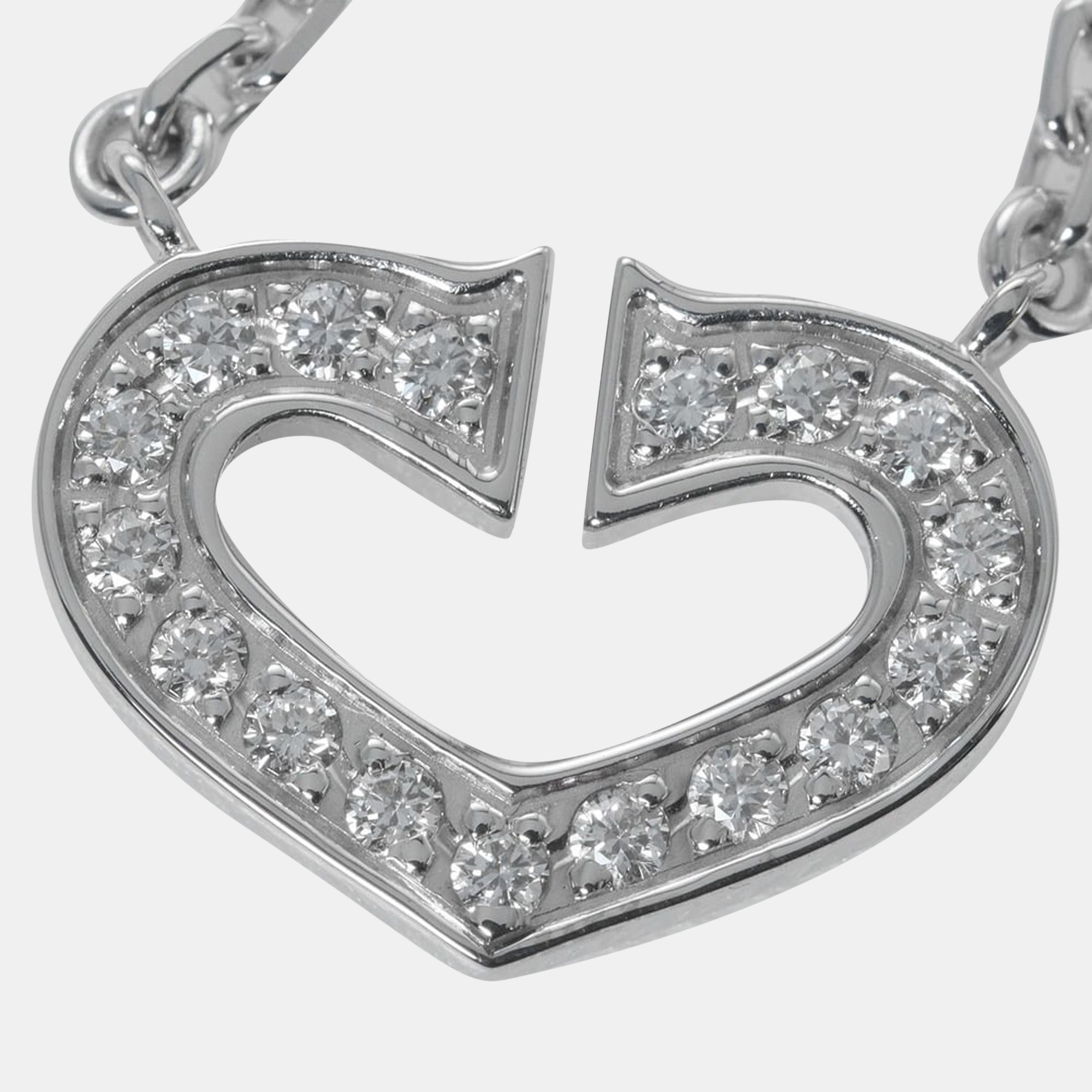 Cartier heart c 18k white gold diamond necklace
