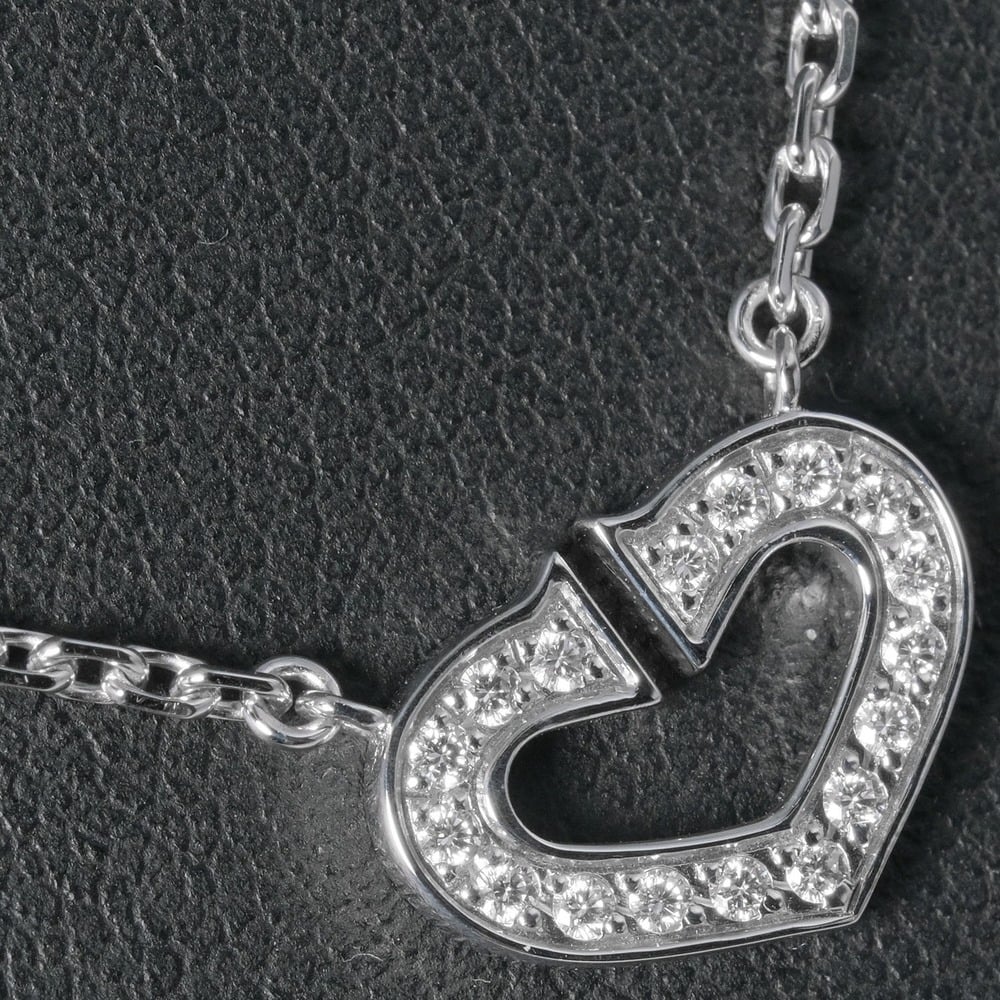 Cartier Heart C 18K White Gold Diamond Necklace