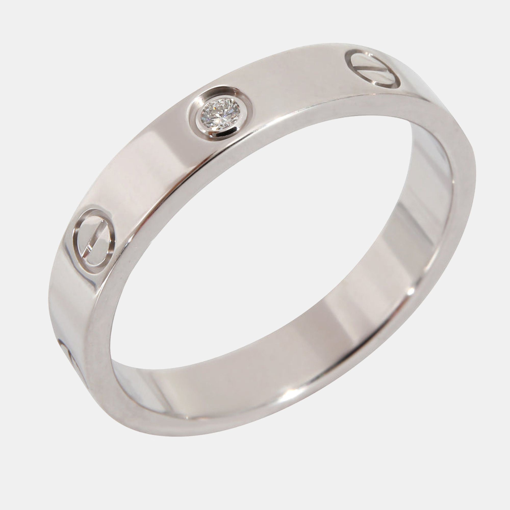 Cartier Love Band In 18K White Gold 0.02 CTW Ring EU 58