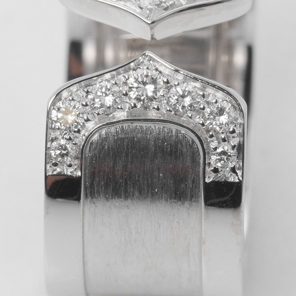 Cartier Double C 18K White Gold Diamond Ring EU 48