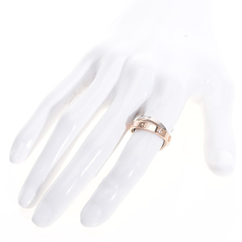 Cartier Love 18K White Gold Rose Gold Diamond Ring EU 48