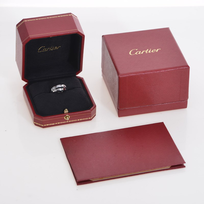 Cartier Love Interlocking 18K White Gold Diamond Ring EU 48