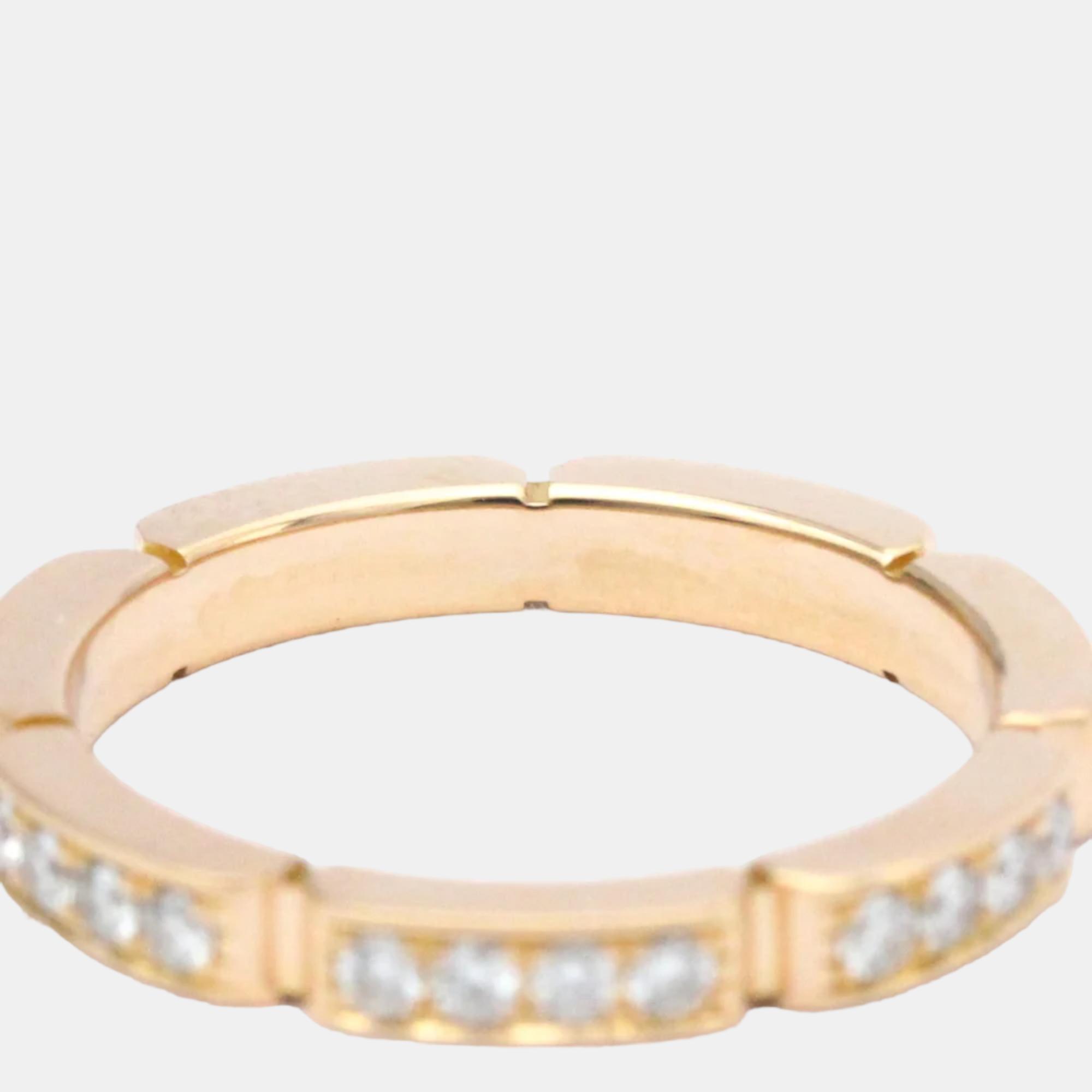 Cartier Maillon Panthere 18K Rose Gold Diamond Ring EU 50