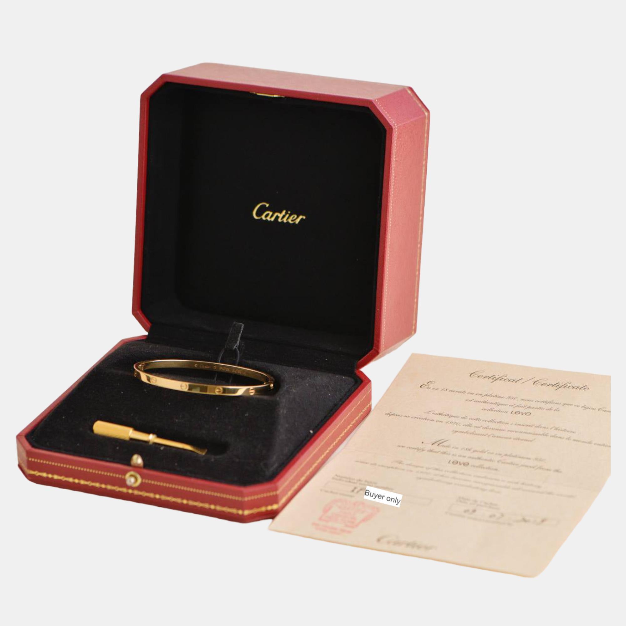 Cartier Love Bracelet Small Model 18K Yellow Gold Size 17