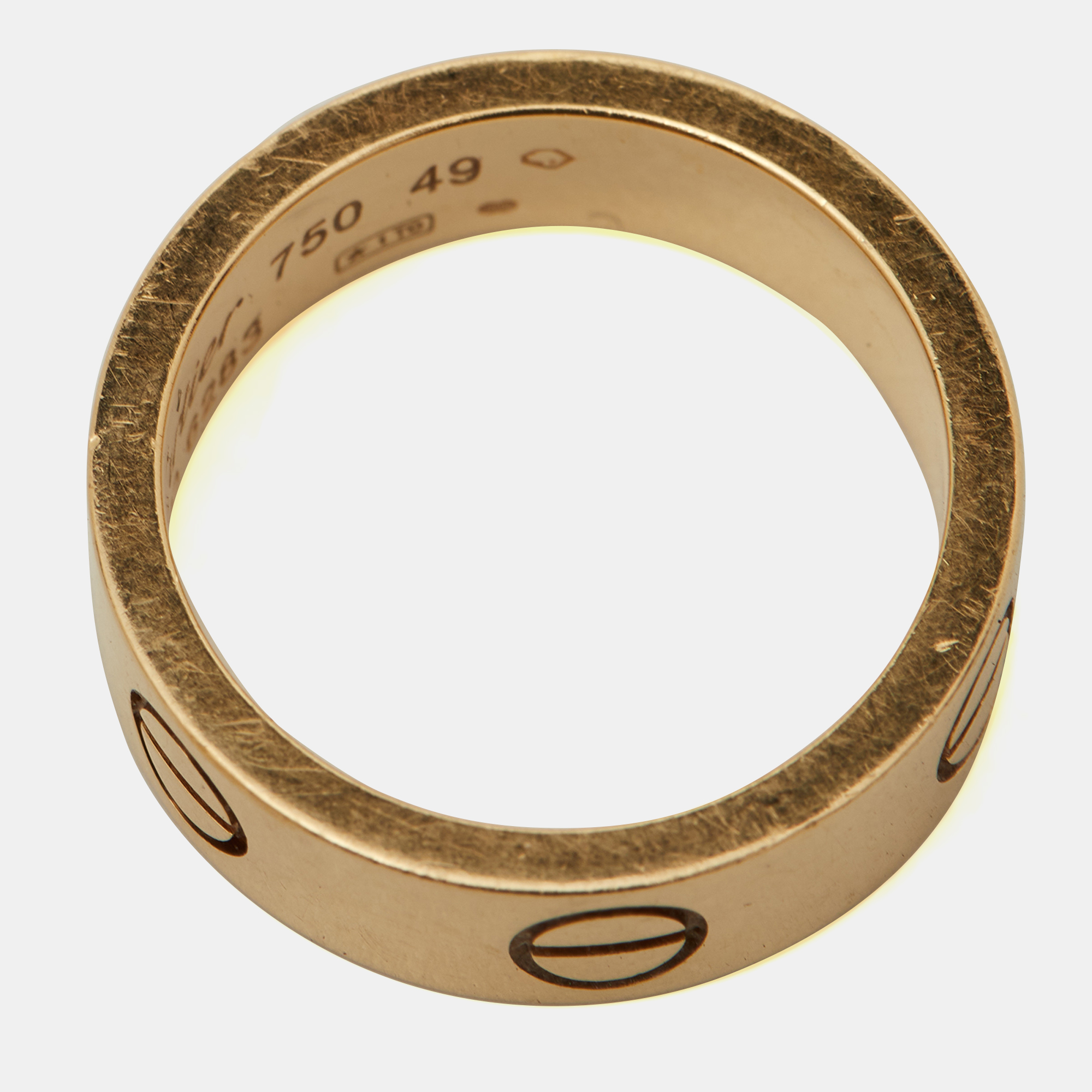 Cartier Love 18k Yellow Gold Band Ring Size 49
