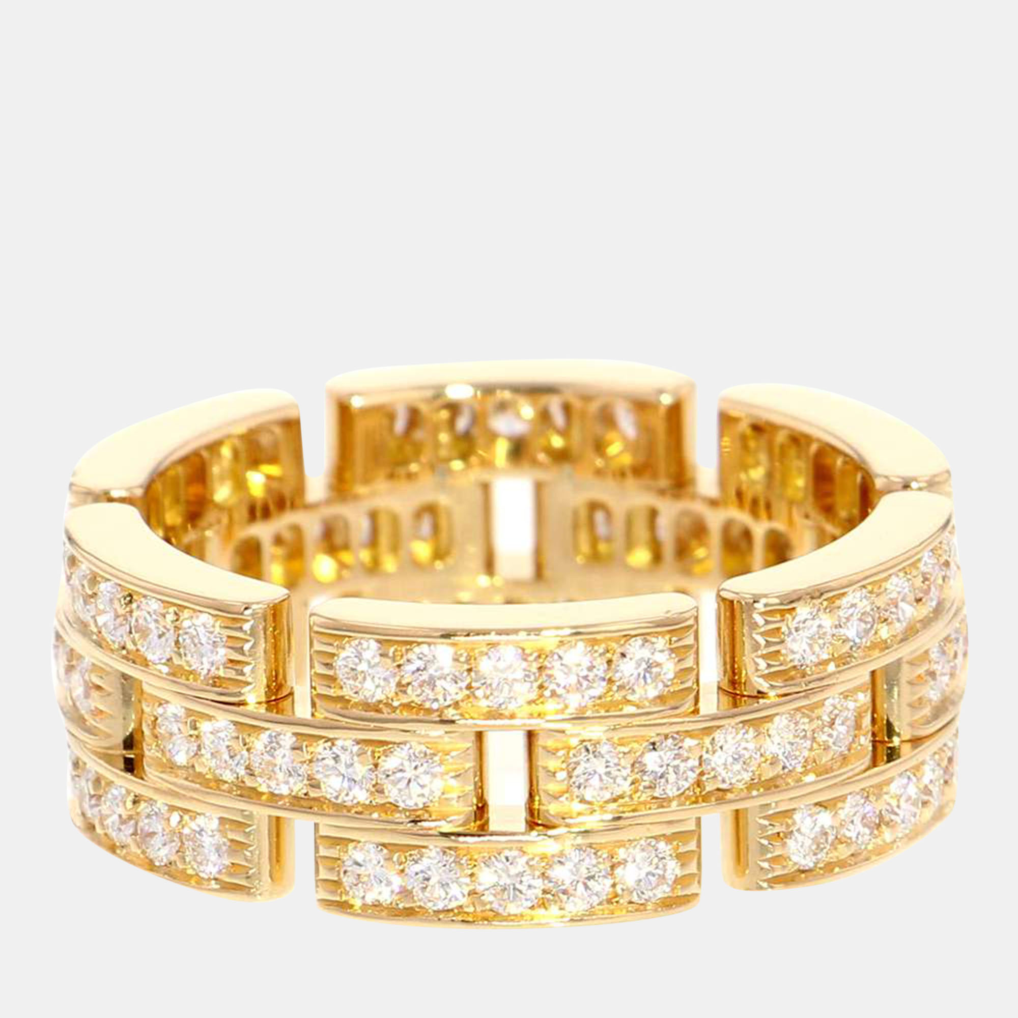 Cartier Maillon Panthere 18K Yellow Gold Diamond Ring EU 58