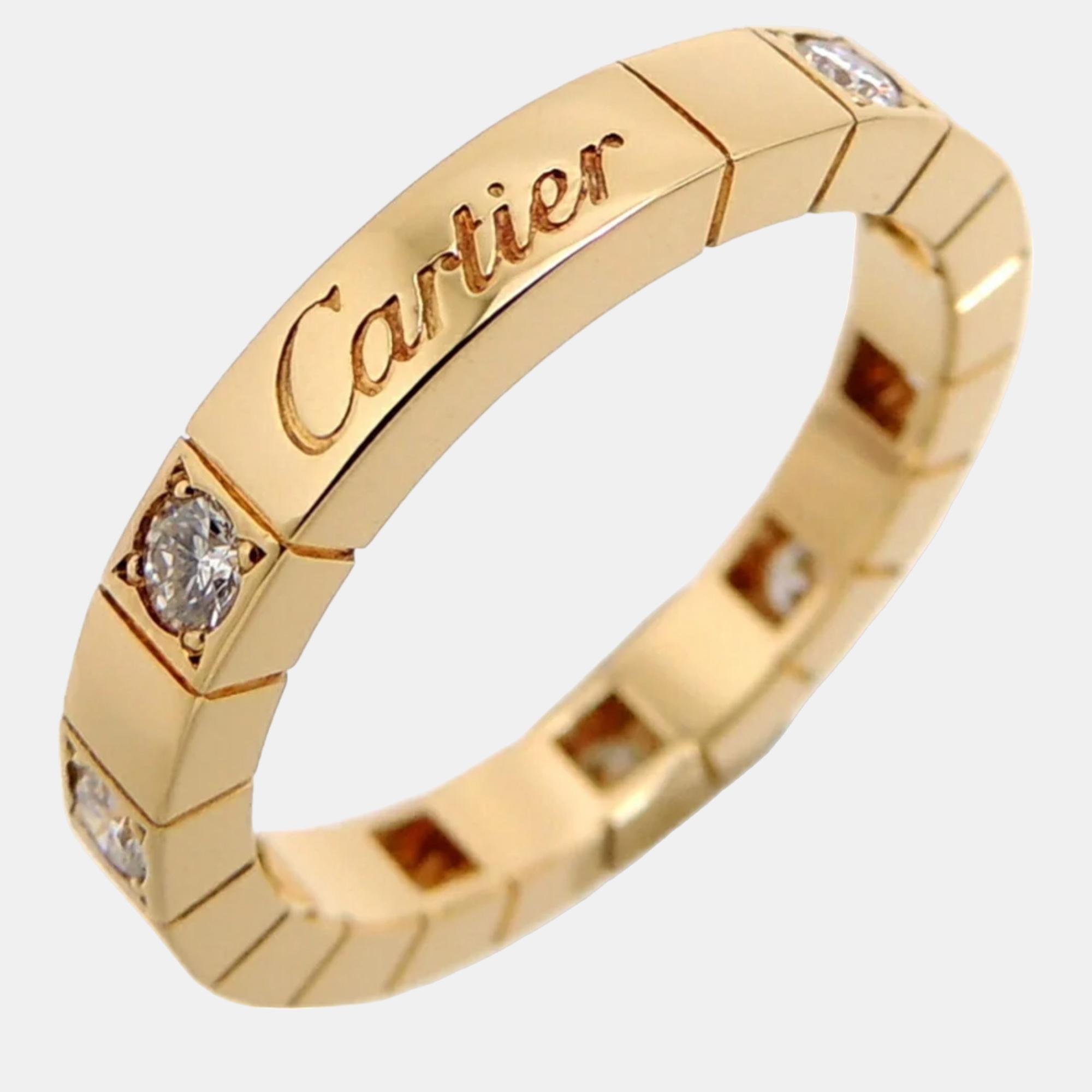 Cartier Lanieres 18K Yellow Gold Diamond Ring EU 53