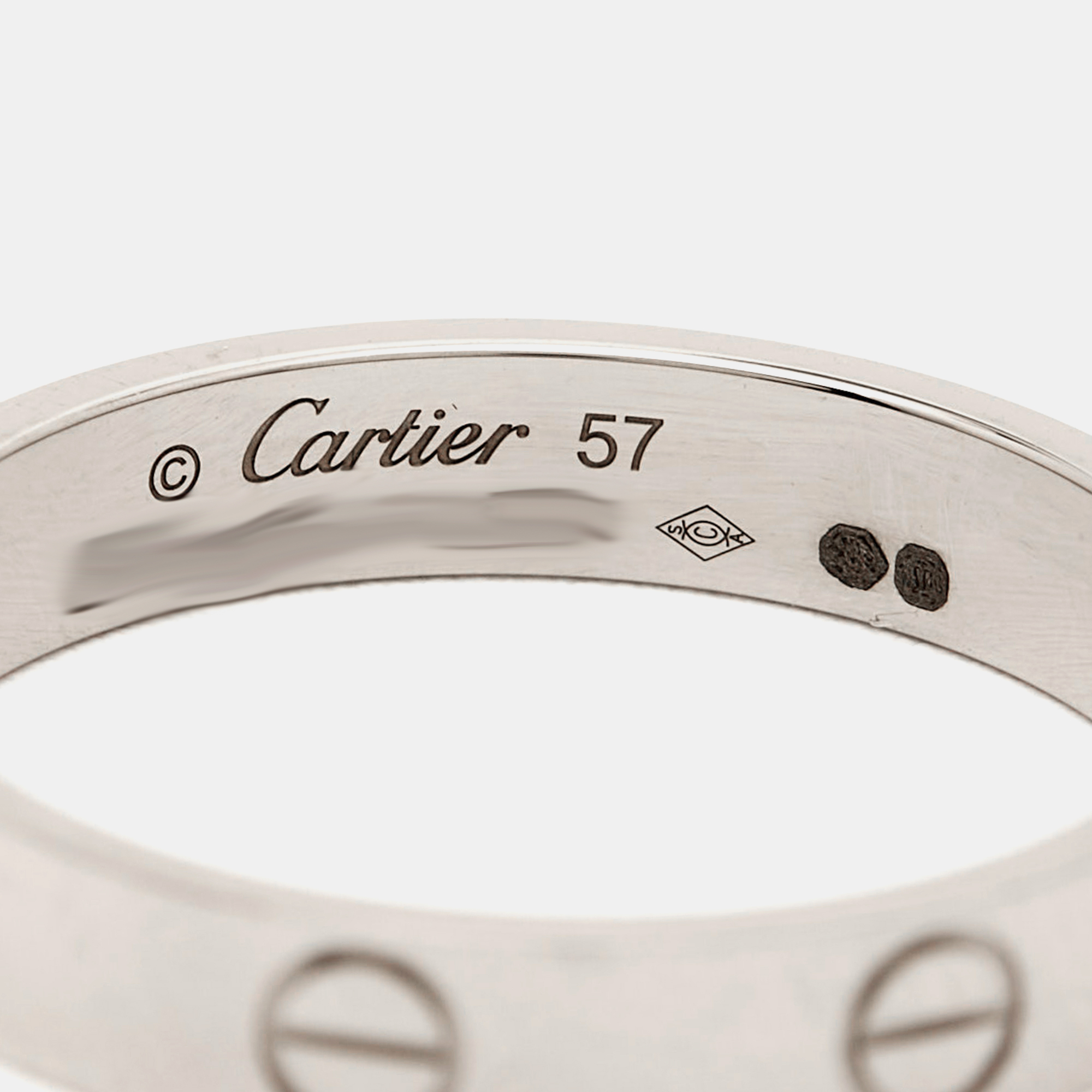Cartier Love 18k White Gold Wedding Band Ring Size 57