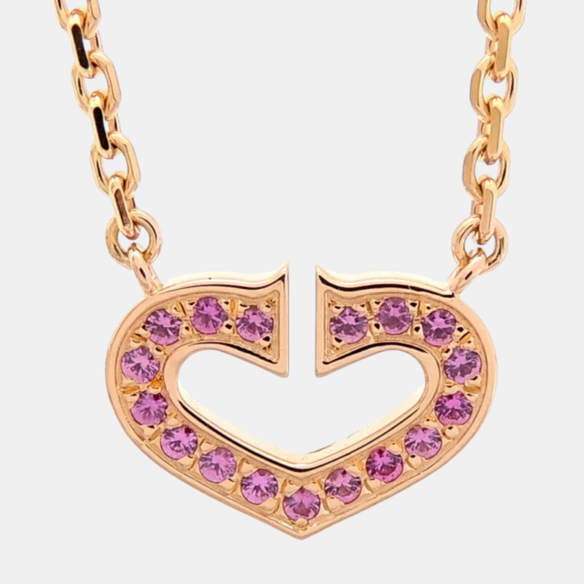 Cartier heart c 18k rose gold sapphire necklace