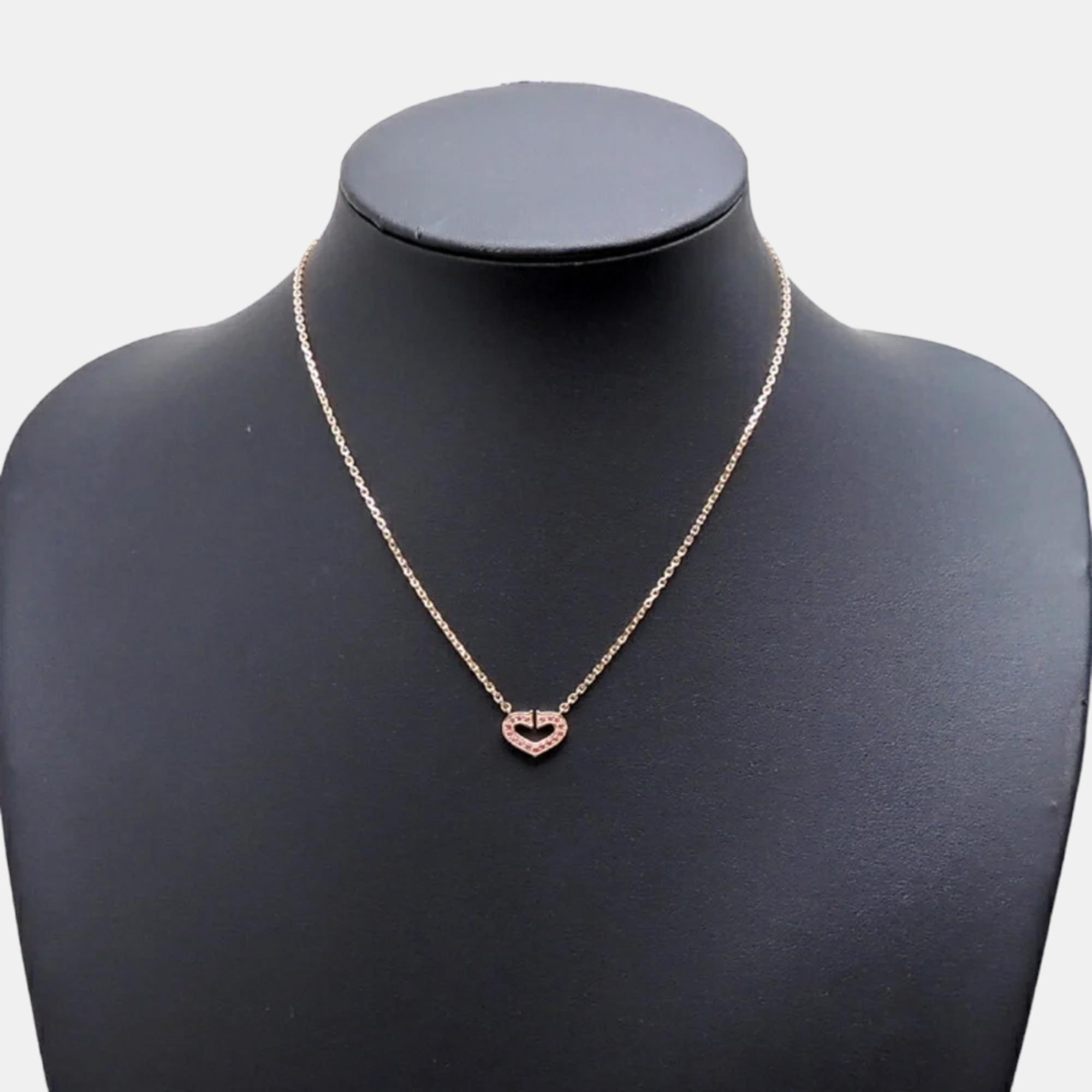 Cartier Heart C 18K Rose Gold Sapphire Necklace