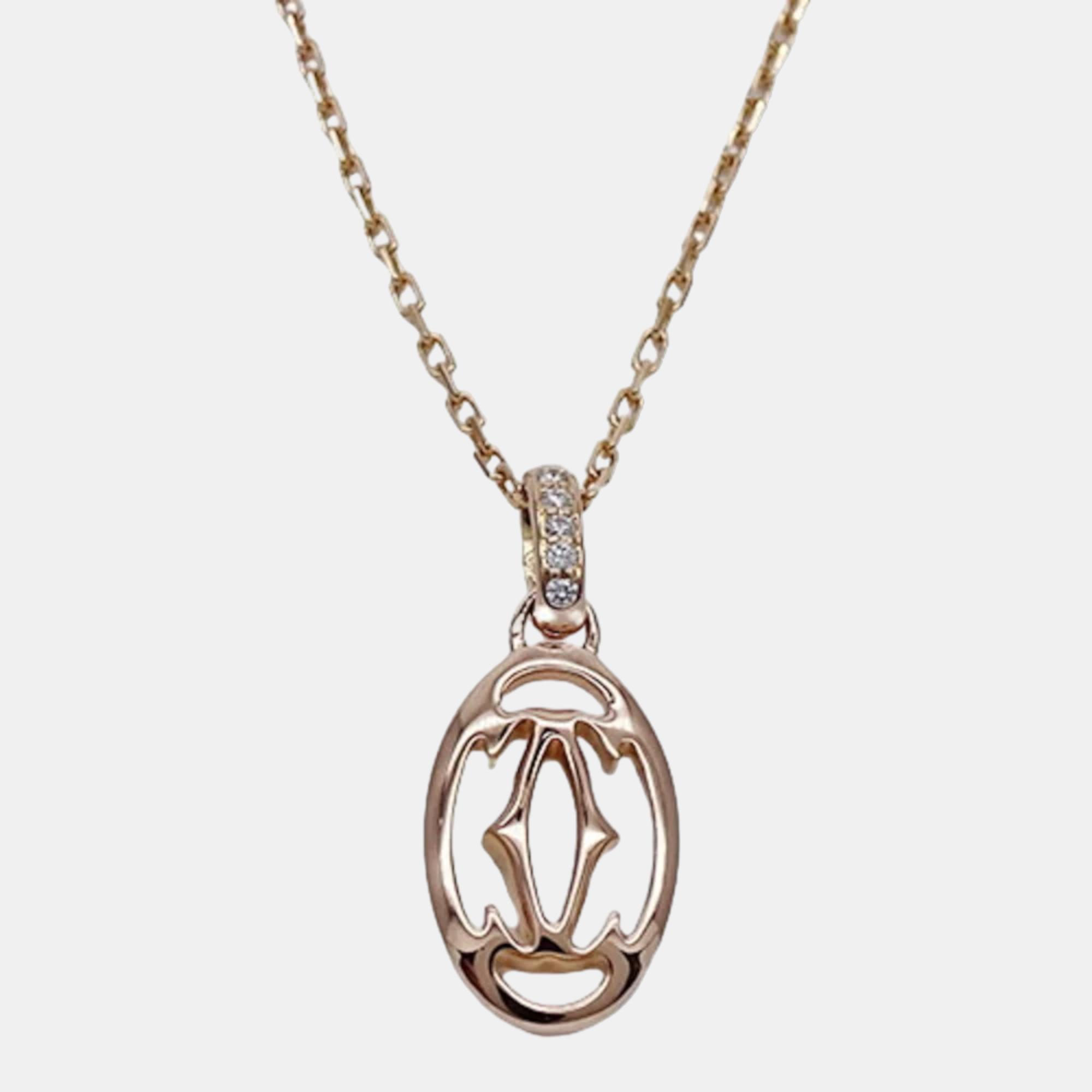 Cartier Double C 18K Rose Gold Diamond Necklace