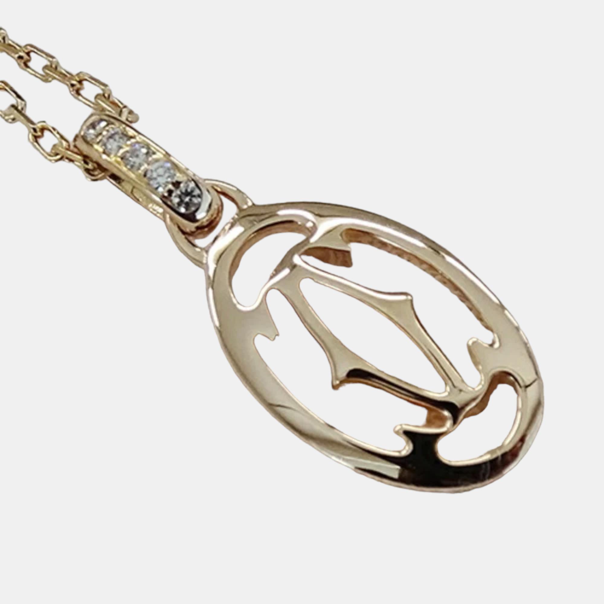 Cartier Double C 18K Rose Gold Diamond Necklace