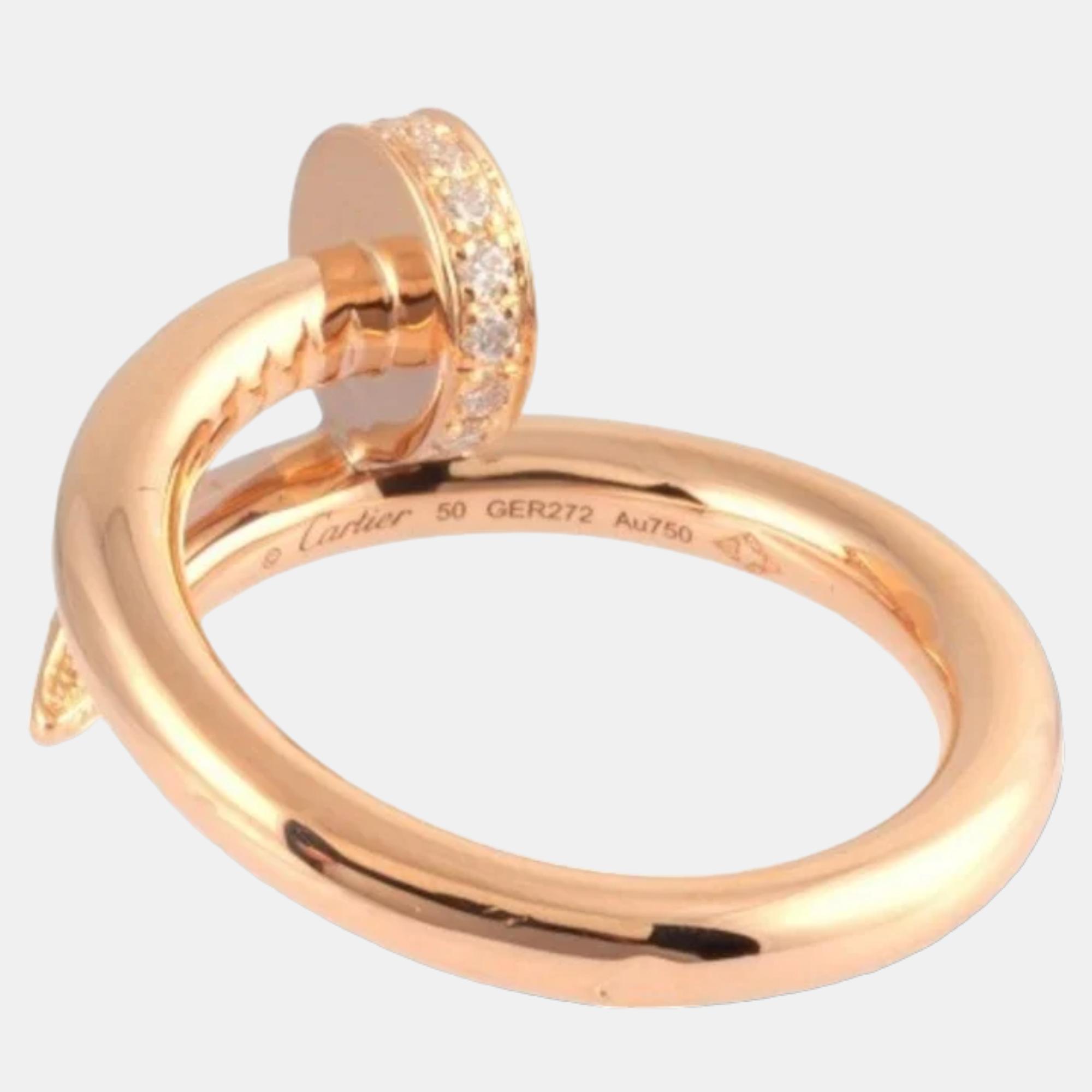 Cartier Juste Un Clou 18K Rose Gold Diamond Ring EU 50
