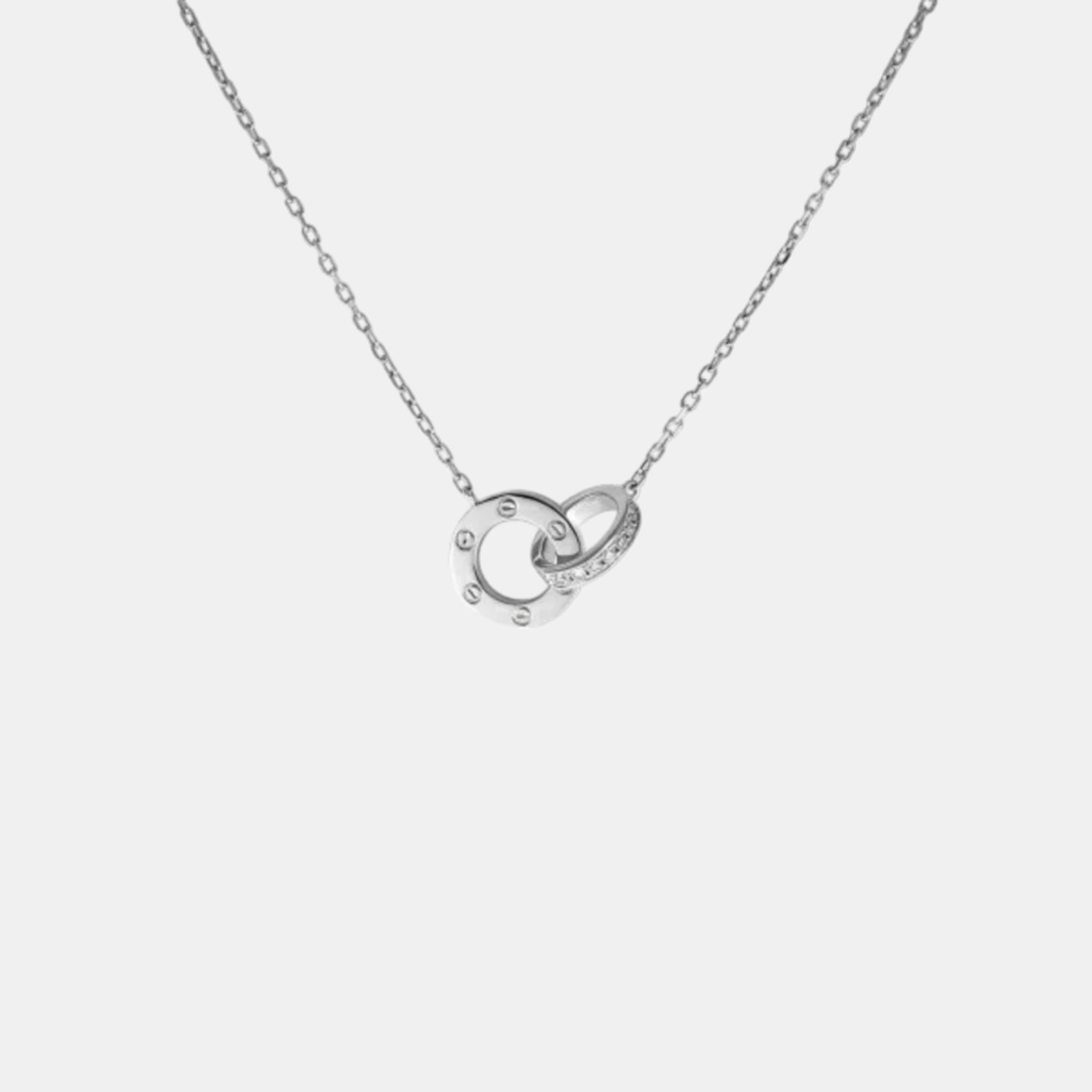 Cartier Love Interlocking 18K White Gold Diamond Necklace
