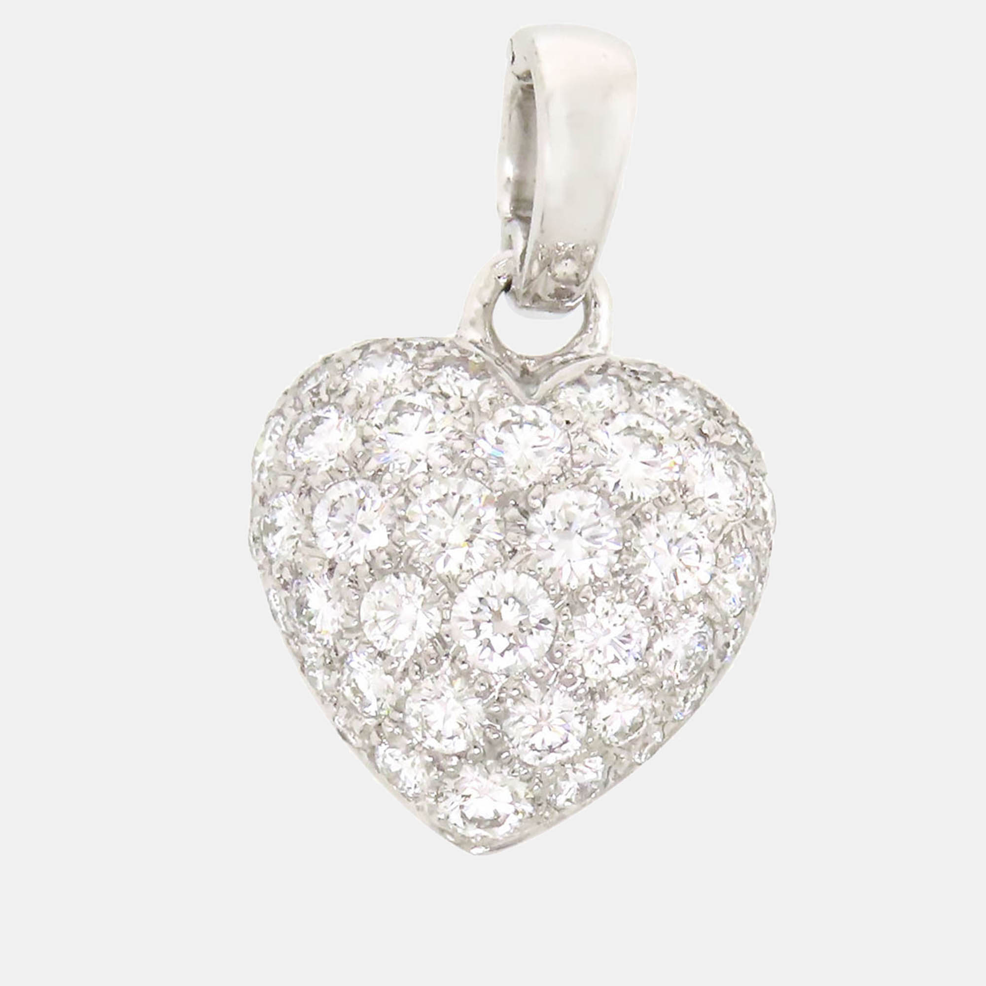 Cartier Heart 18K White Gold Diamond Charms And Pendants