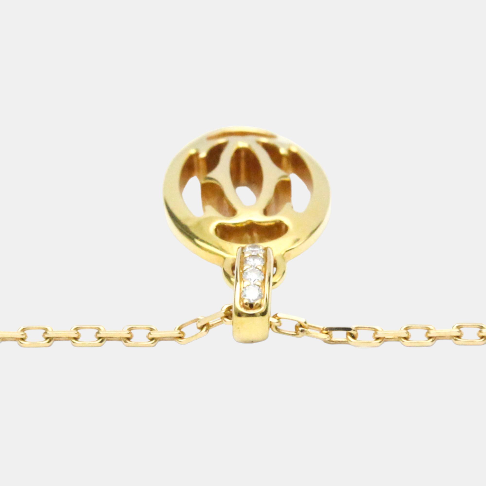Cartier Logo Double C 18K Yellow Gold Diamond Necklace