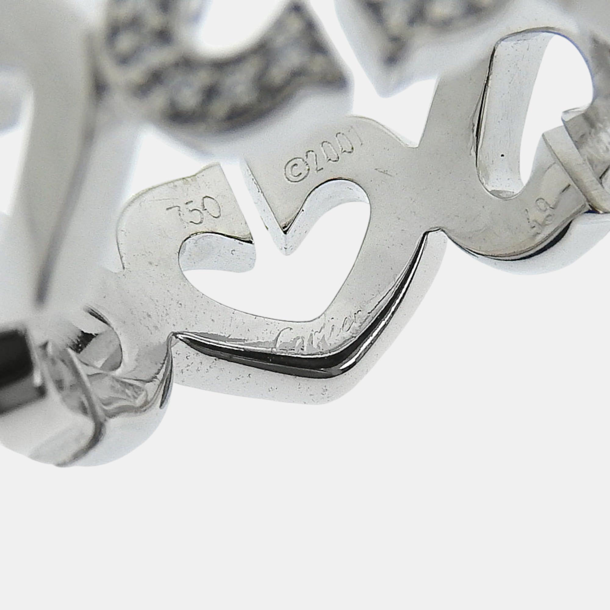 Cartier Silver White Gold C Heart Ring Jewelry