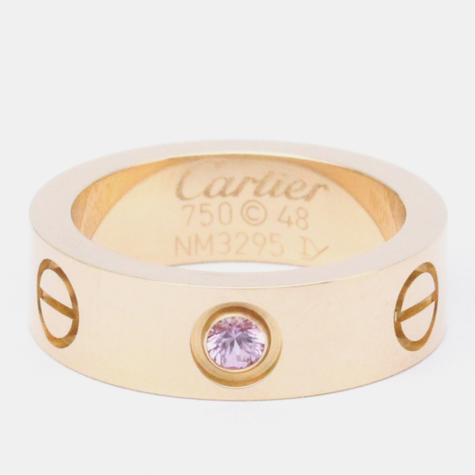 Cartier Love 18K Rose Gold Sapphire Ring EU 48