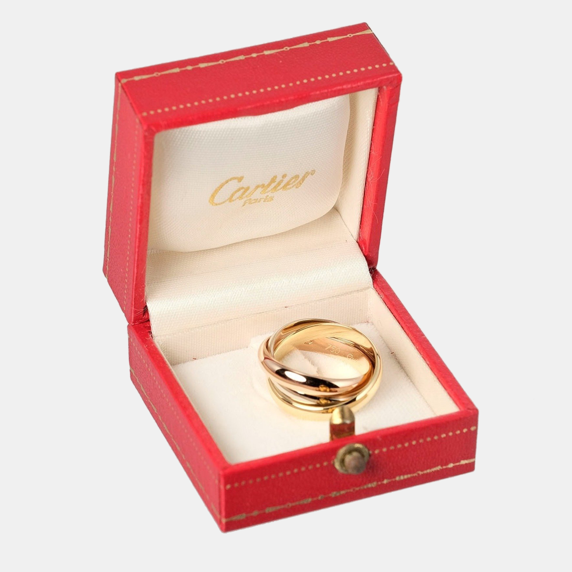 Cartier Trinity 18K Yellow Rose And White Gold Ring EU 56