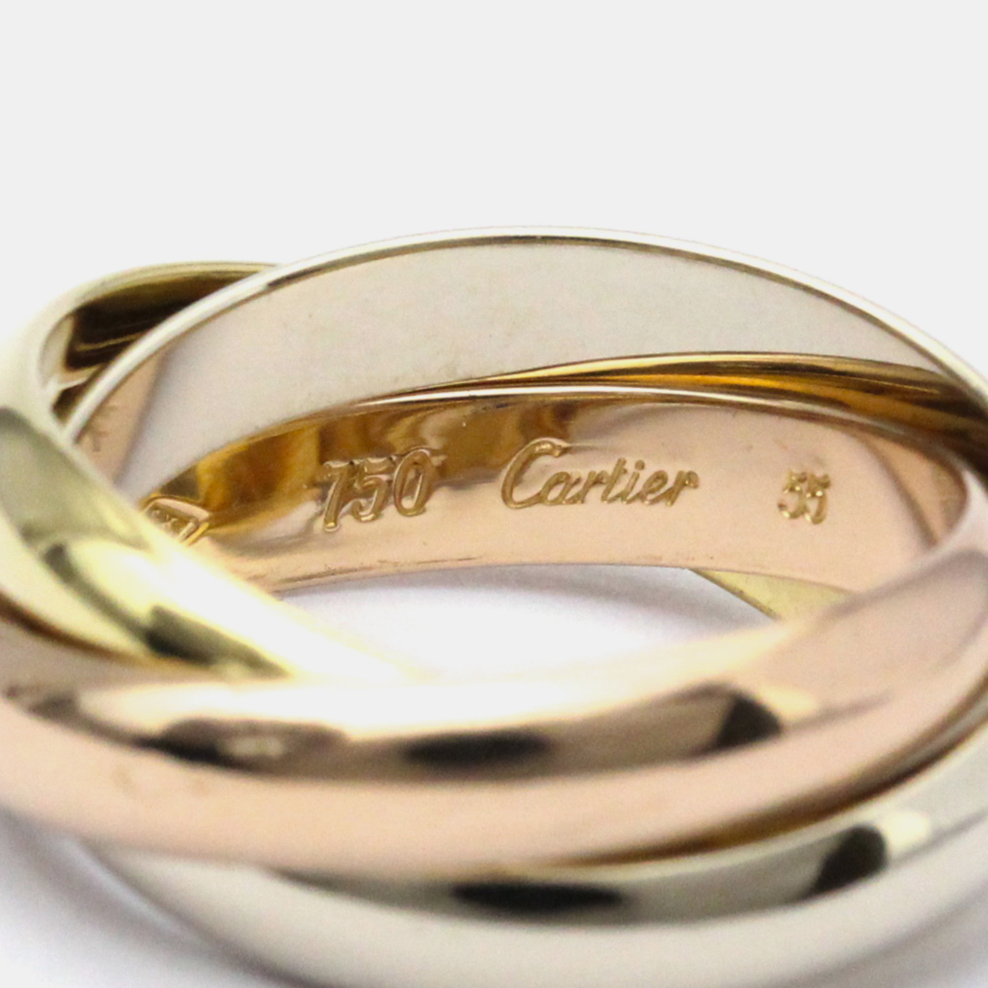 Cartier Trinity 18K Yellow Rose And White Gold Ring EU 55
