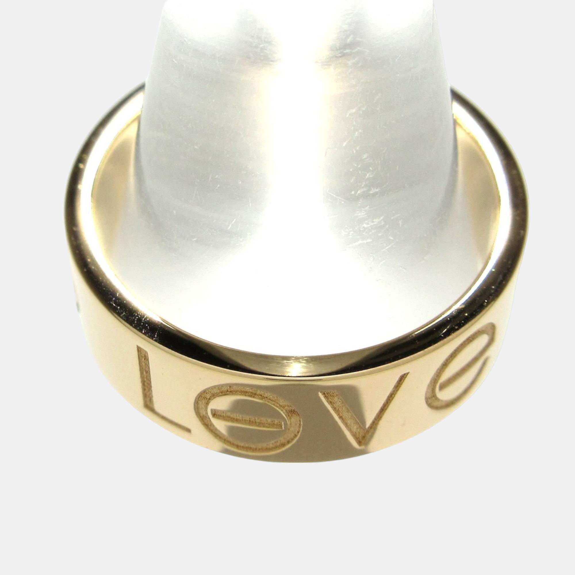 Cartier Love Engraved 18K Rose Gold Ring EU 49