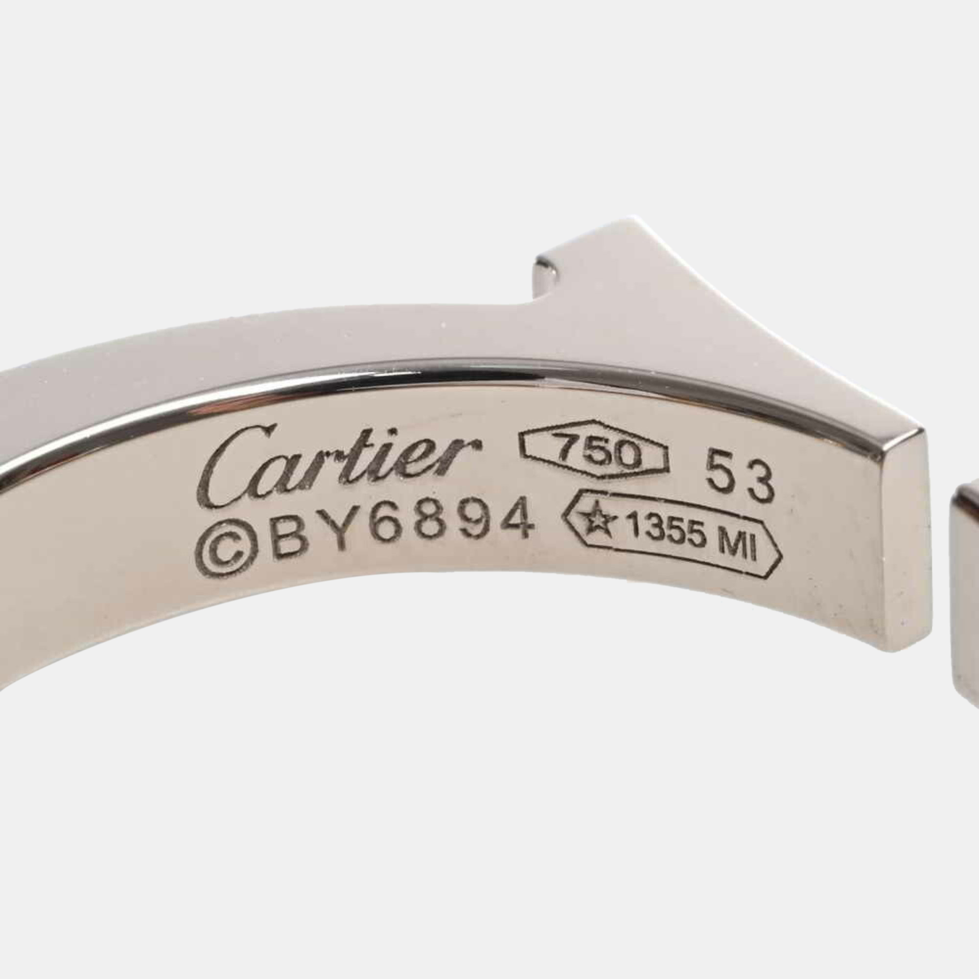 Cartier C Flat 18K White Gold Ring EU 53