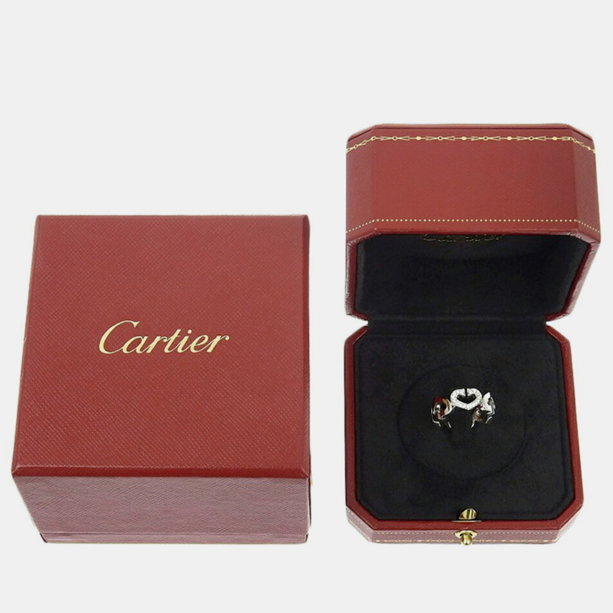 Cartier Heart C 18K White Gold Diamond Ring EU 49