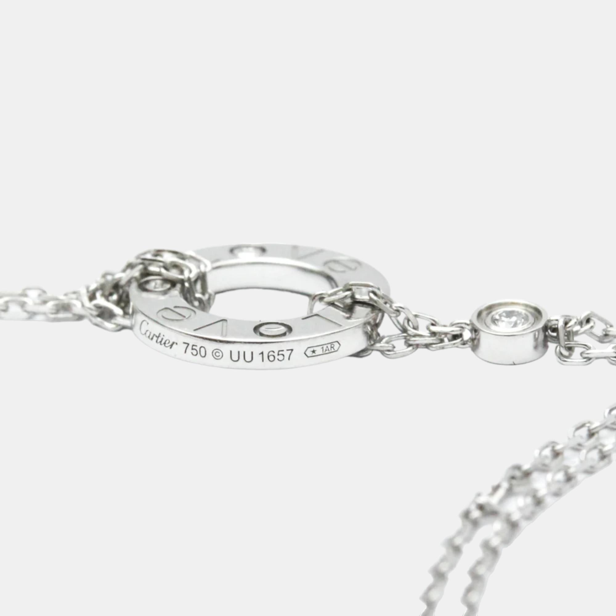 Cartier Love 18K White Gold Diamond Bracelet 16