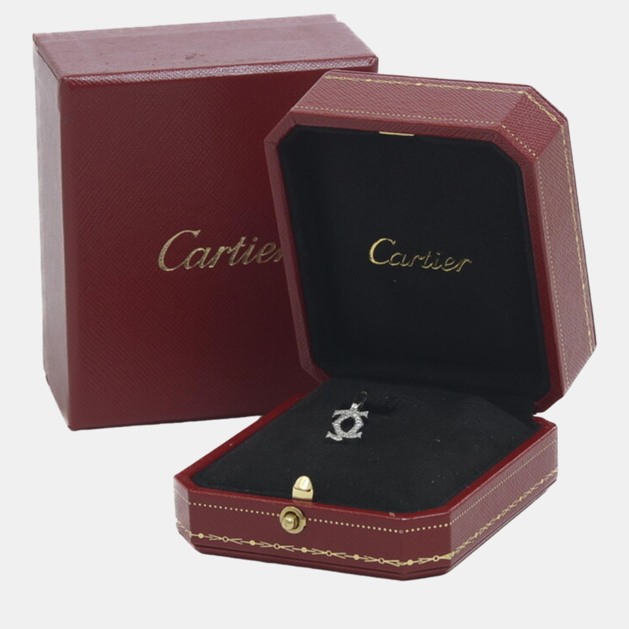 Cartier Double C 18K White Gold Diamond Charms And Pendants