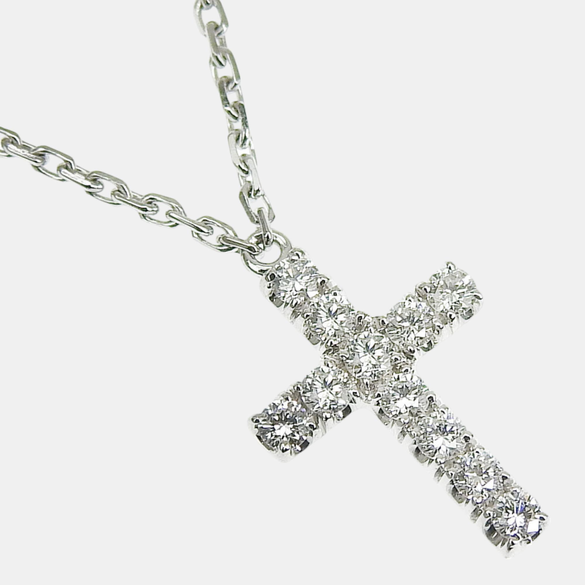 Cartier Symbols Cross 18K White Gold Diamond Necklace