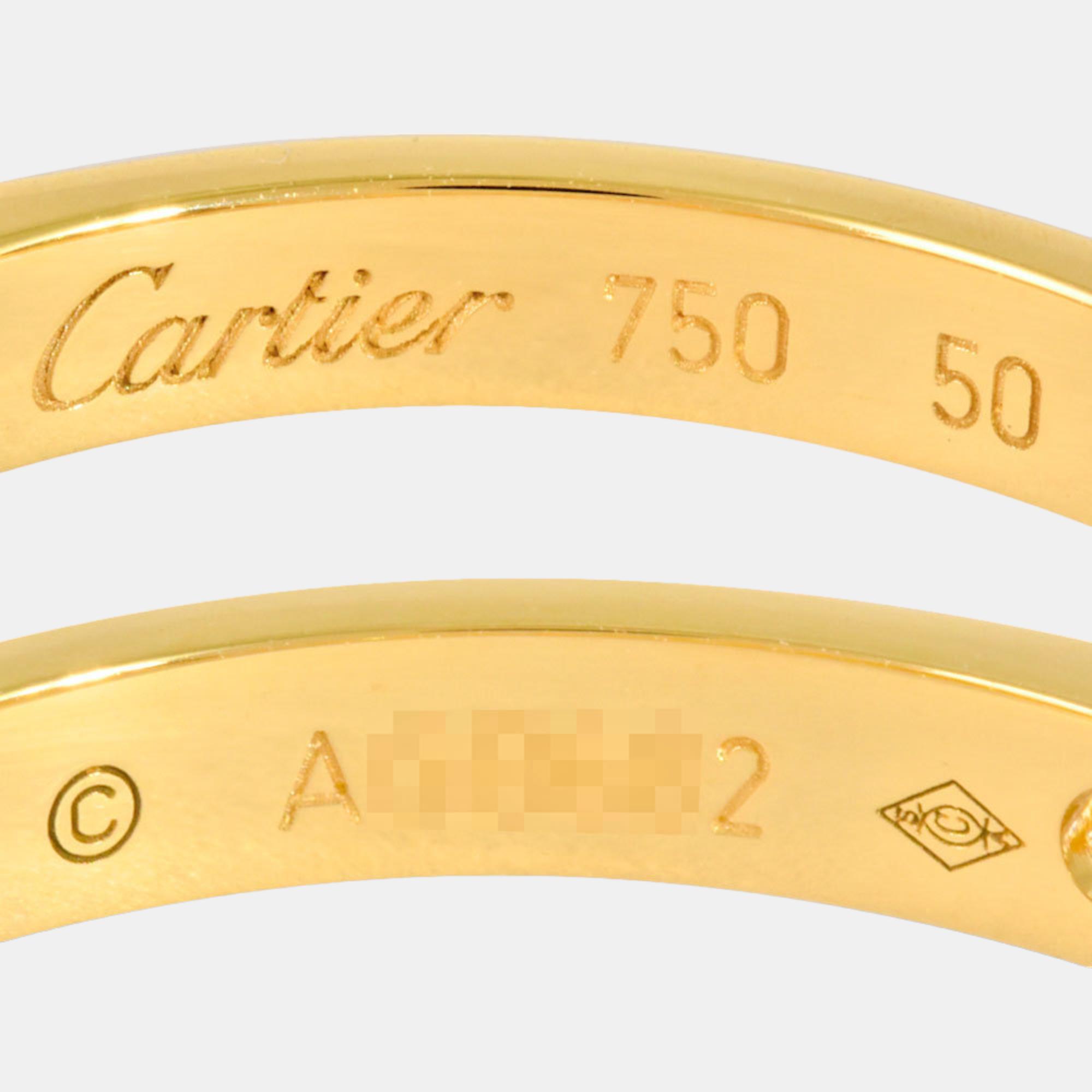 Cartier 1895 Wedding Band 18K Yellow Gold Diamond Ring EU 50